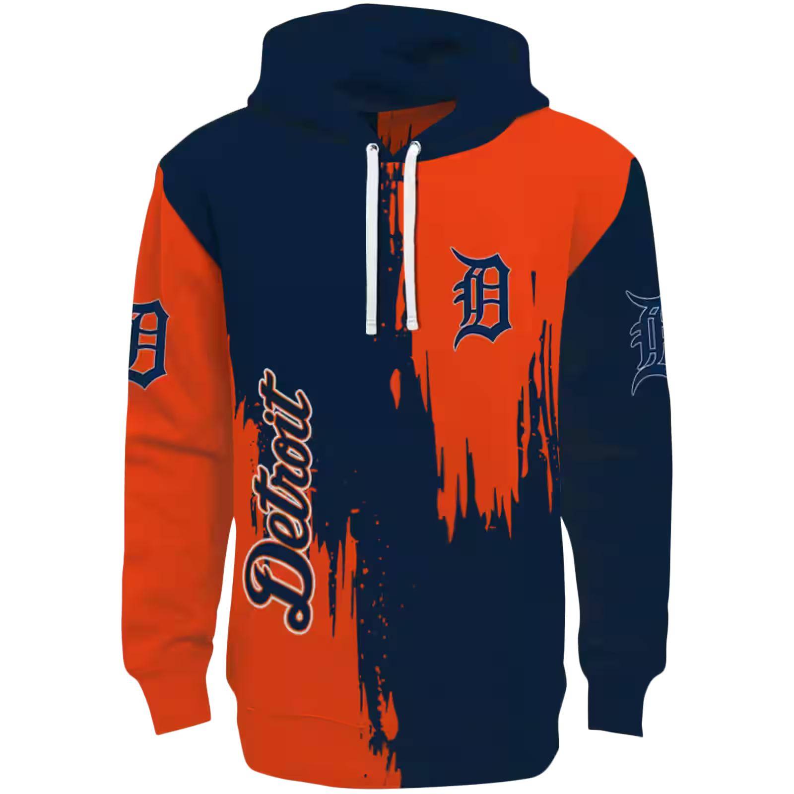 Detroit Tigers Splatter Effect Navy Hoodie