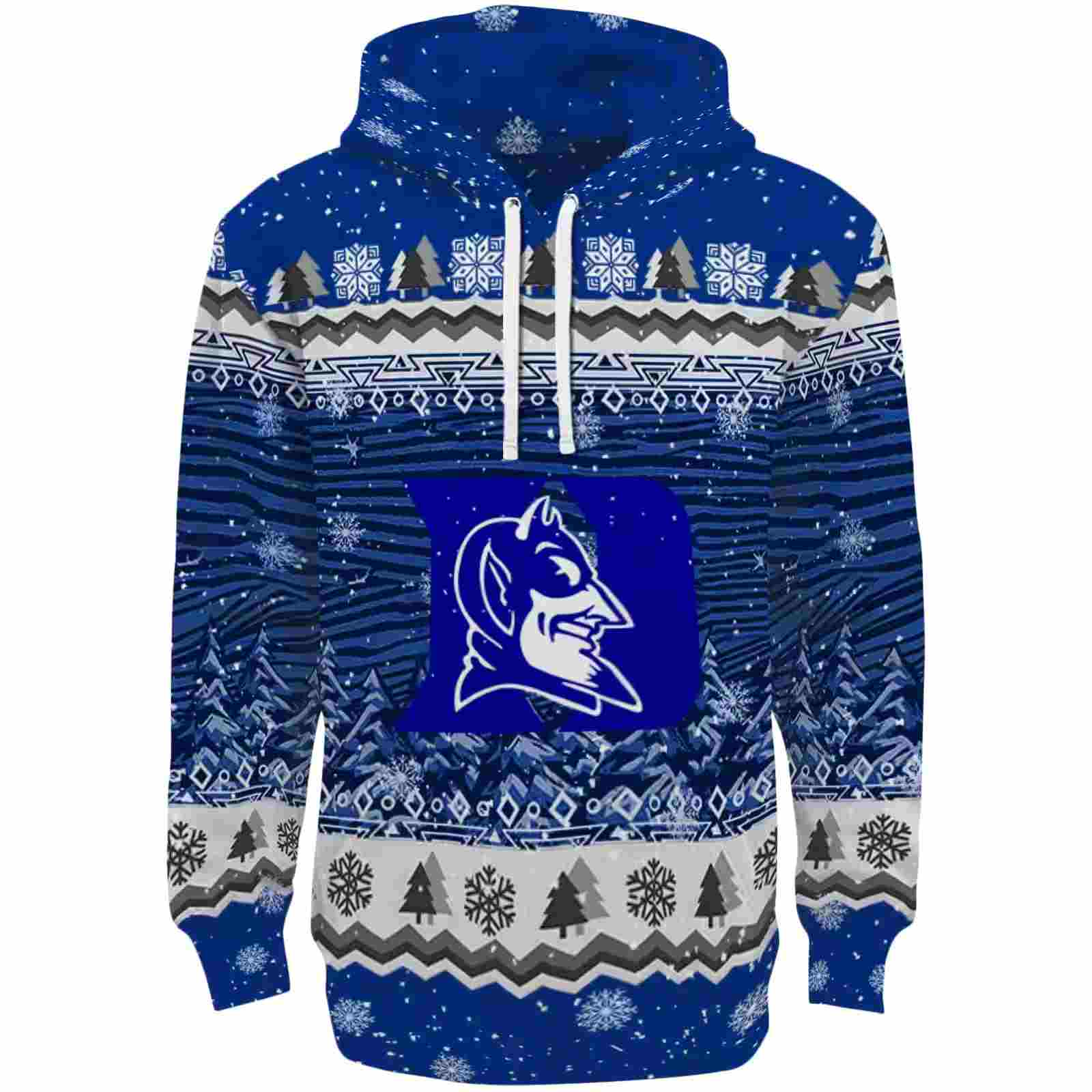 Duke Blue Devils Christmas Trees Blue Hoodie