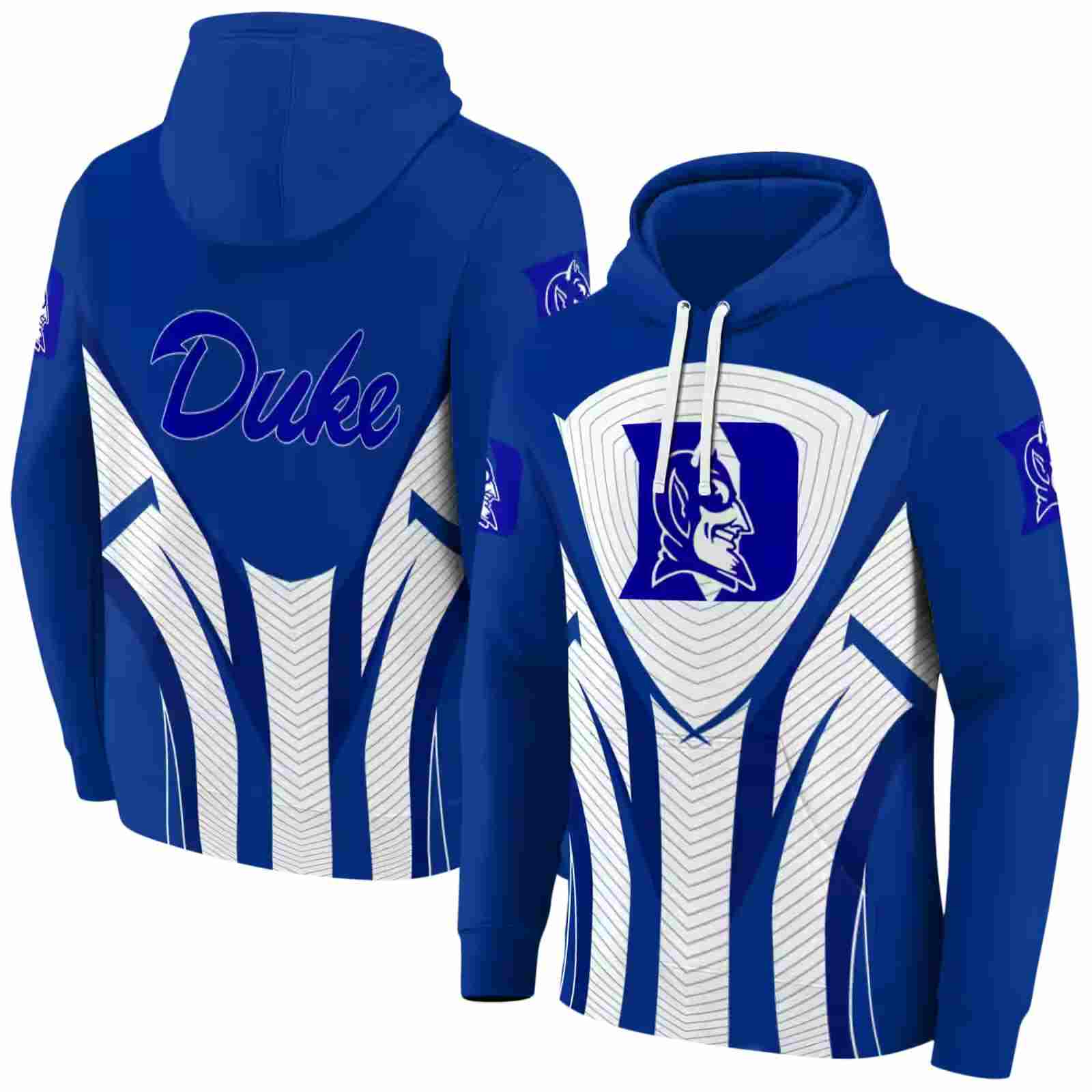 duke blue devils concentric lines blue black hoodie fashion forward