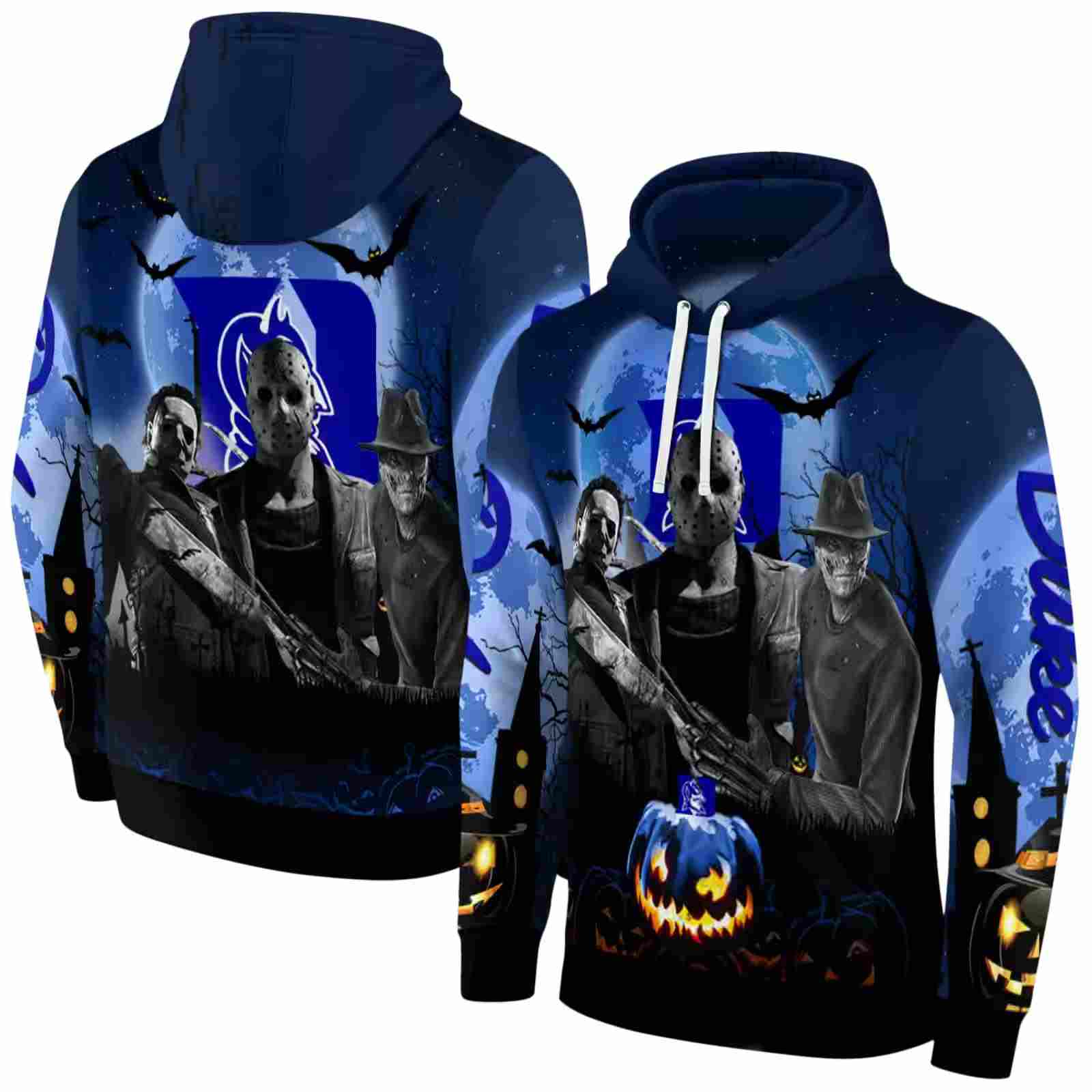 duke blue devils halloween vibes blue black hoodie fashion forward