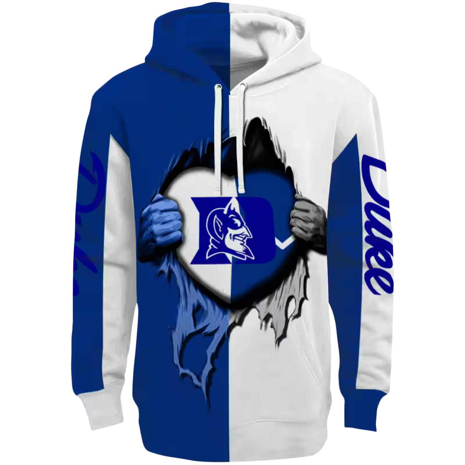 Duke Blue Devils Heartbeat Graphic Blue Hoodie