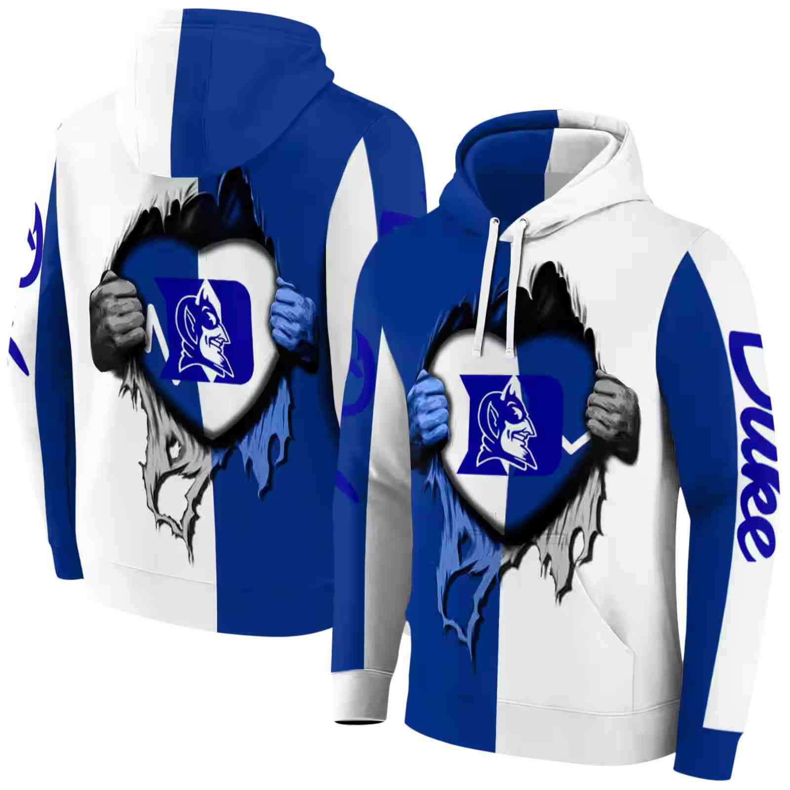 duke blue devils heartbeat graphic blue hoodie fashion forward