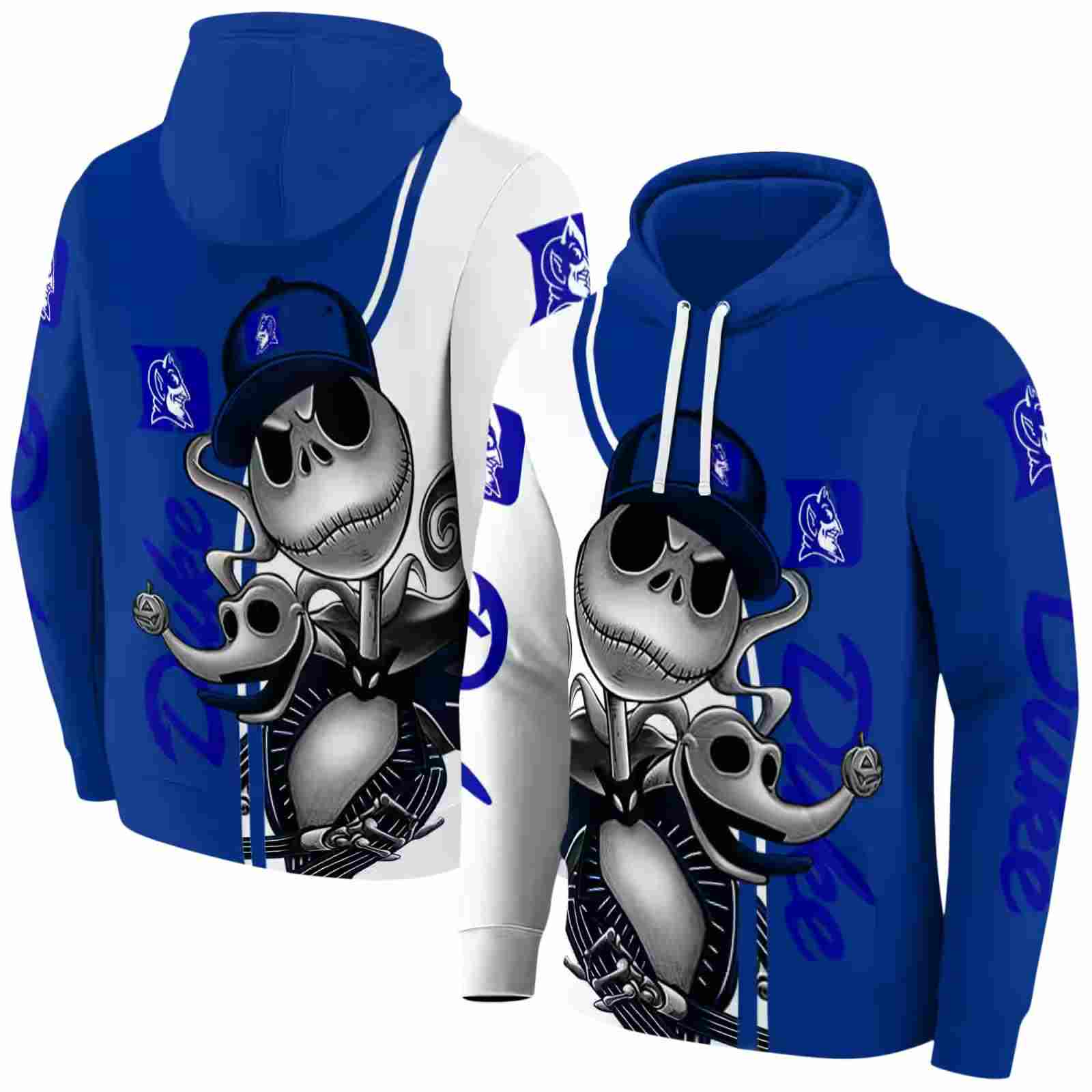 duke blue devils jack skellington blue hoodie fashion forward