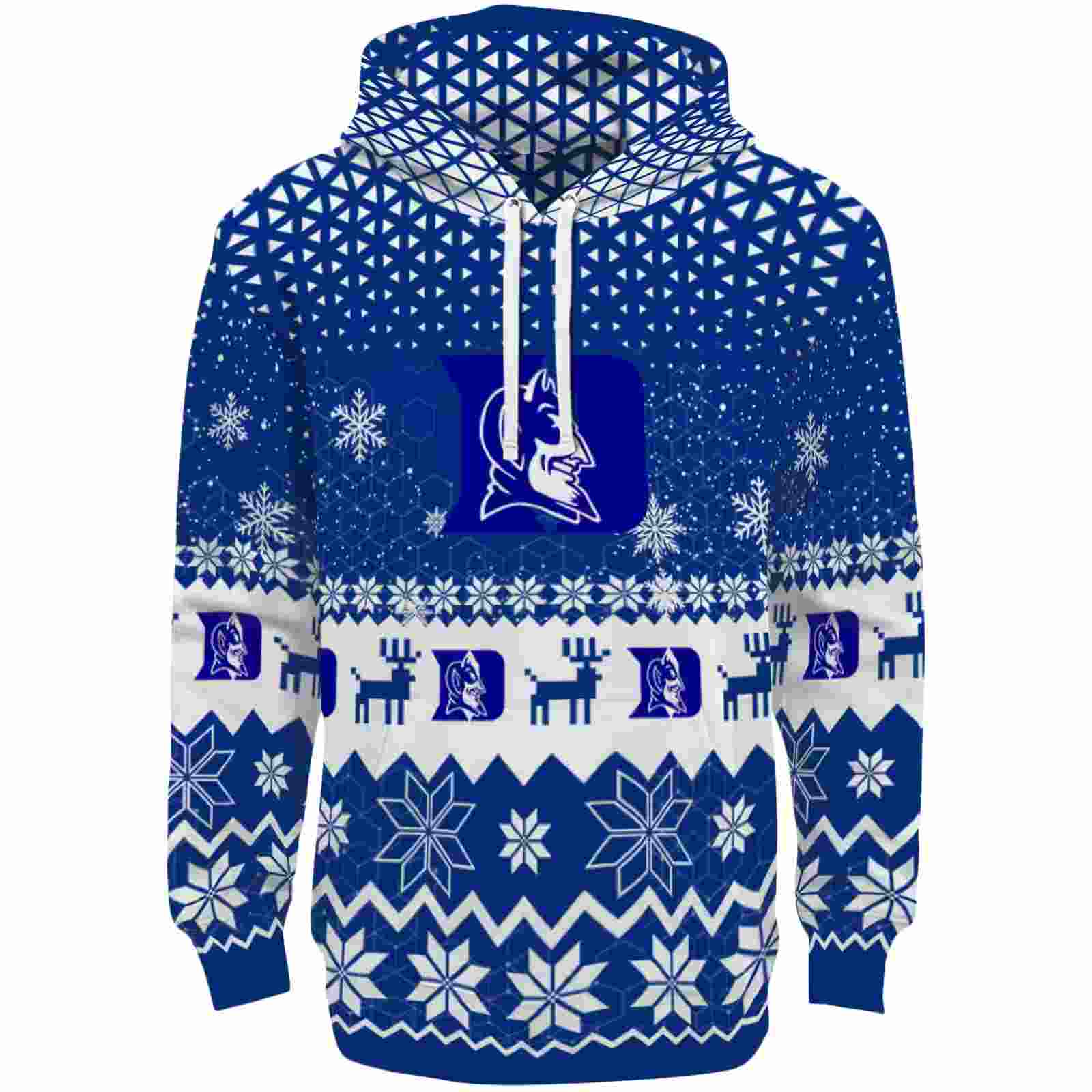 Duke Blue Devils Reindeer Motif Blue Hoodie