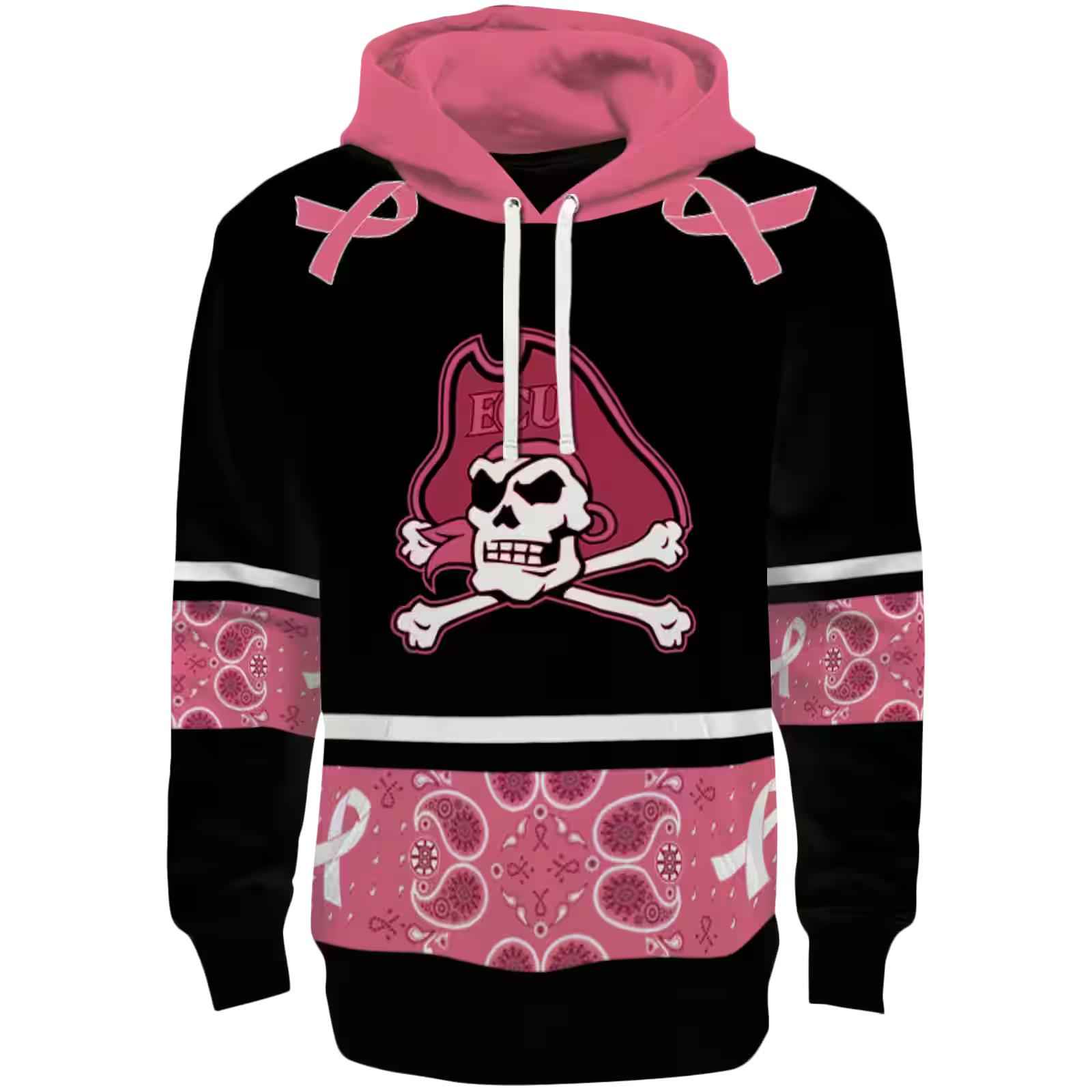 East Carolina Pirates Awareness Ribbon Black Pink Hoodie