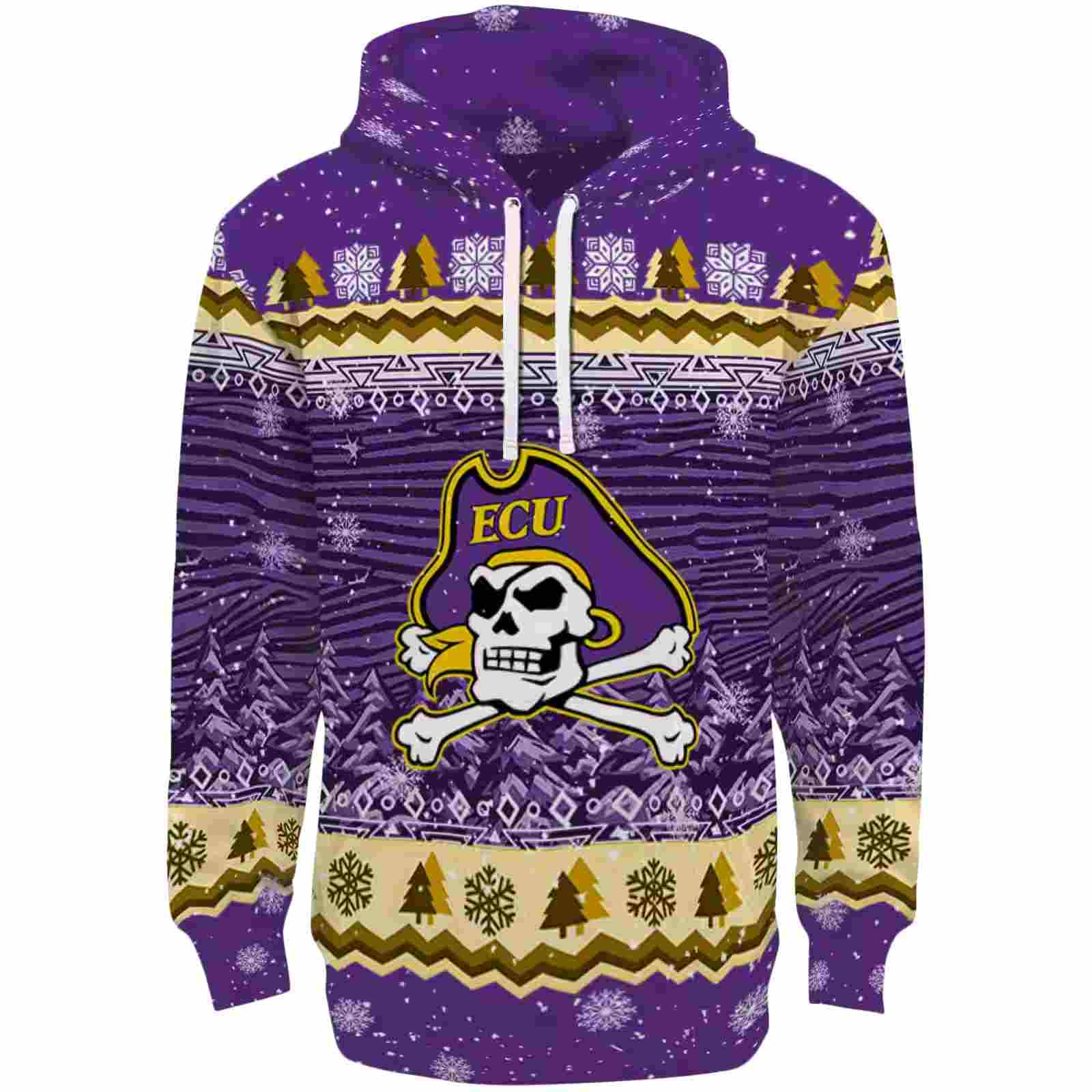 East Carolina Pirates Christmas Trees Purple Hoodie