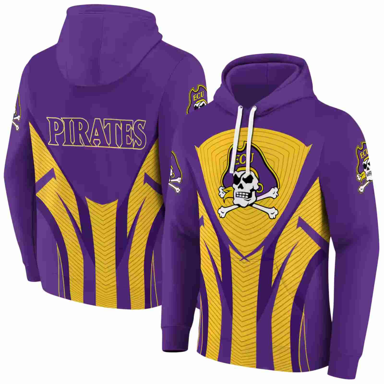 east carolina pirates concentric lines purple black hoodie fashion forward