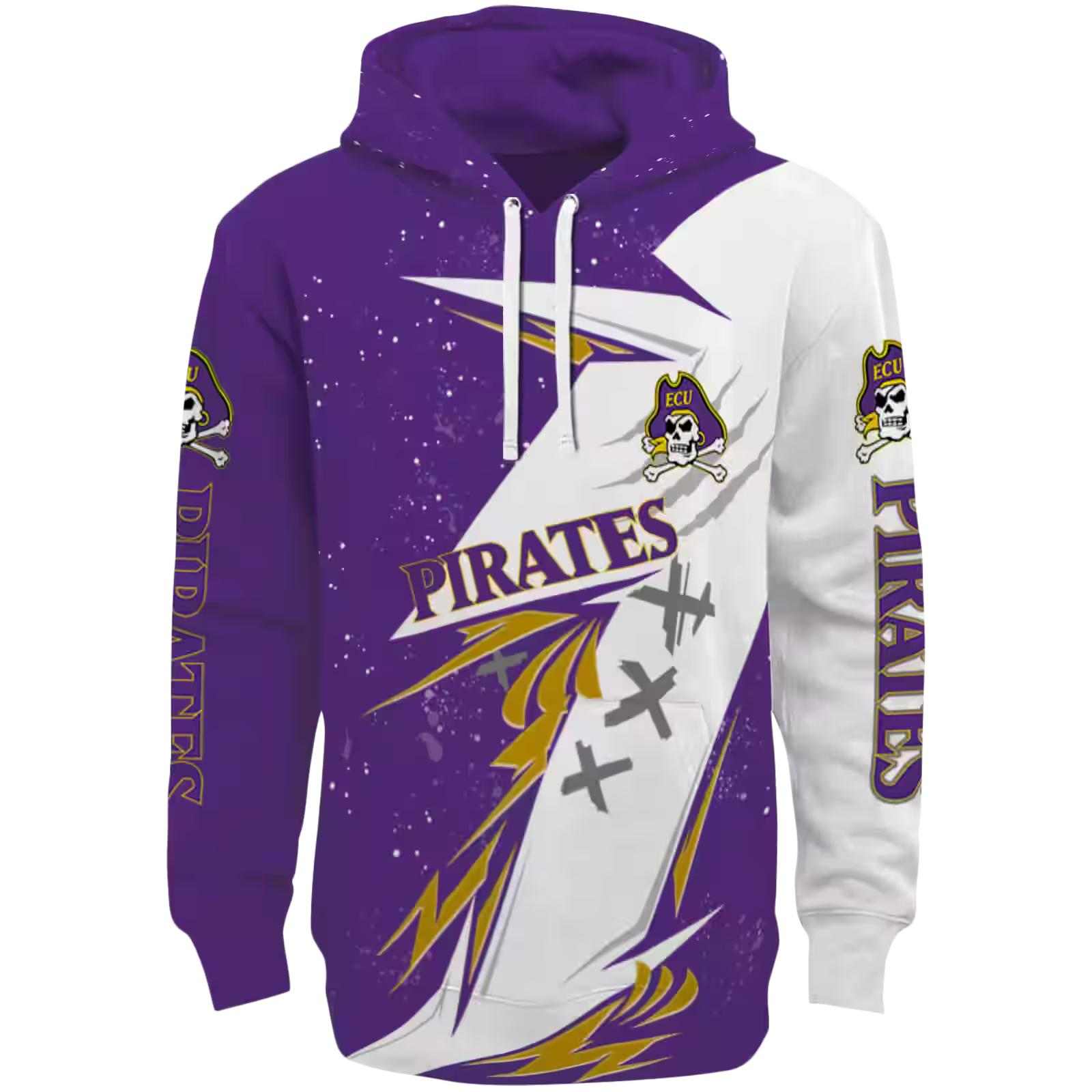 East Carolina Pirates Dynamic Slash Purple White Hoodie