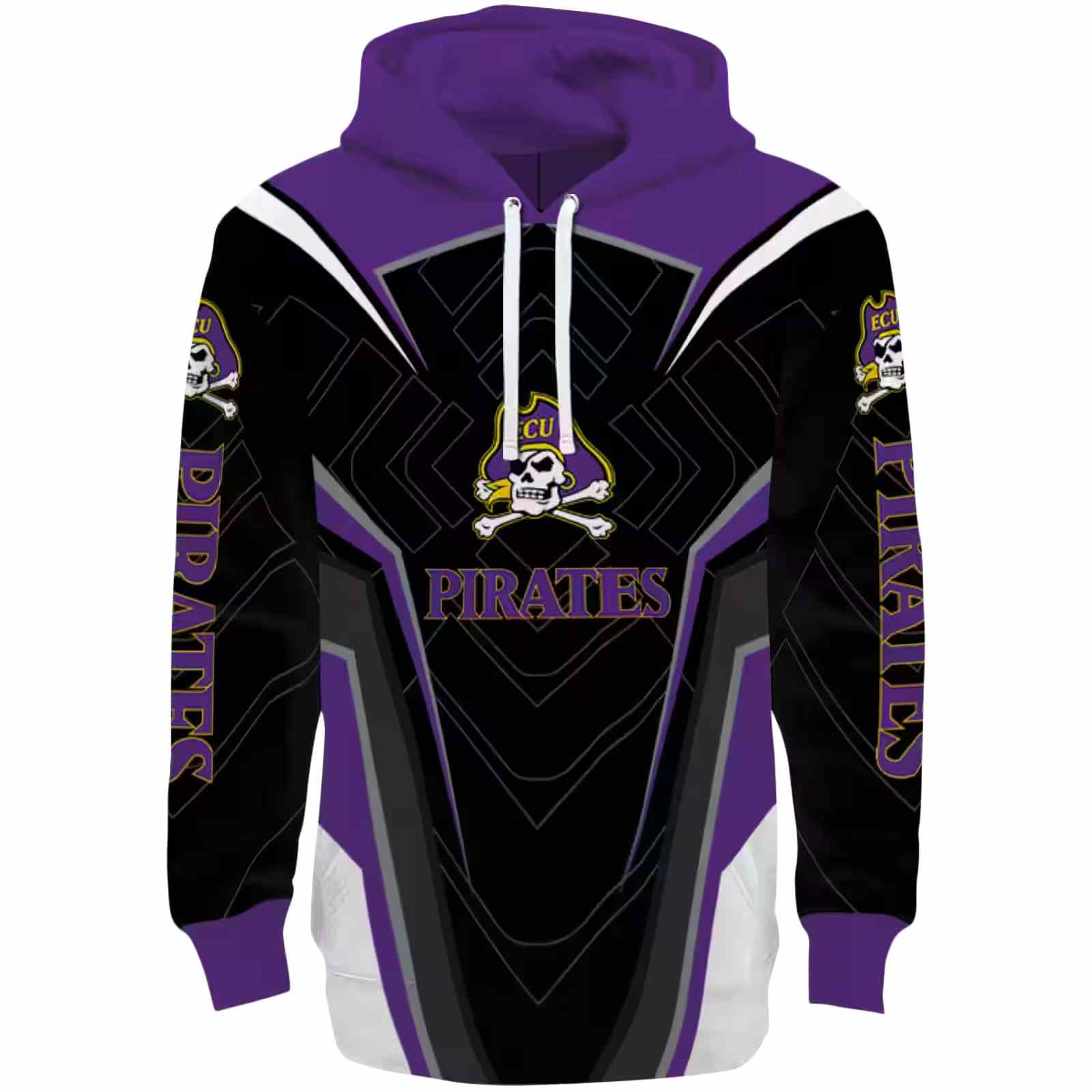 East Carolina Pirates Futuristic Pattern Purple Black Hoodie