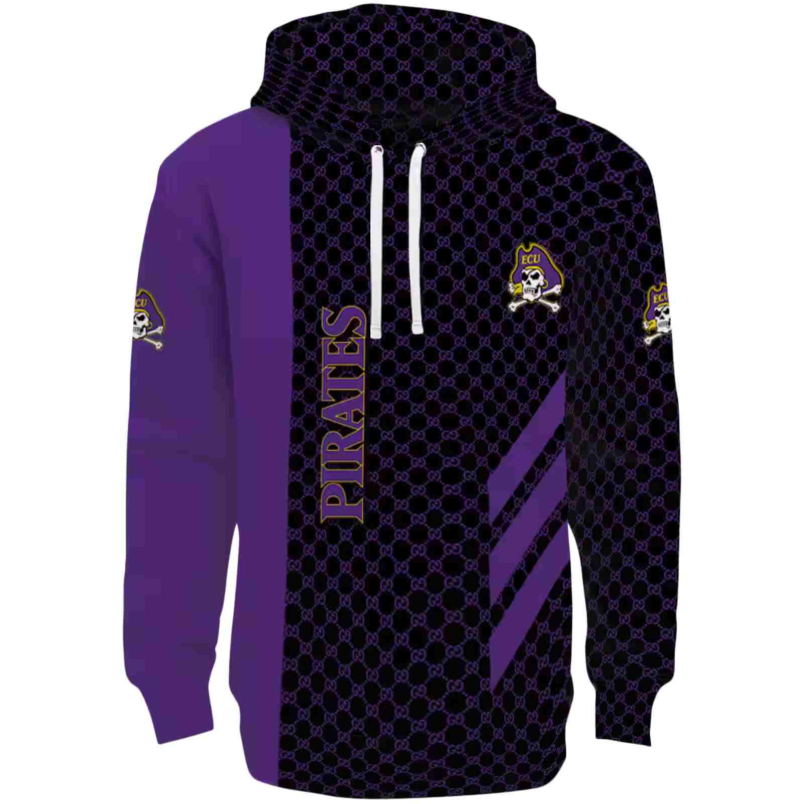 East Carolina Pirates Monogram Pattern Purple Hoodie