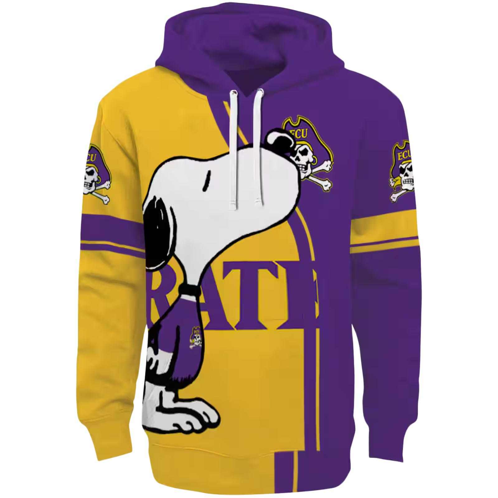 East Carolina Pirates Playful Snoopy Purple Hoodie