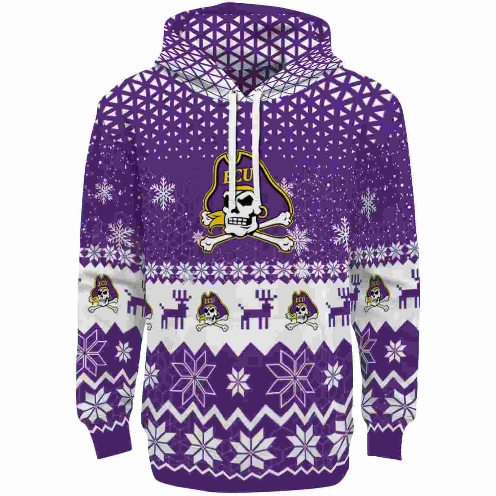 East Carolina Pirates Reindeer Motif Purple Hoodie