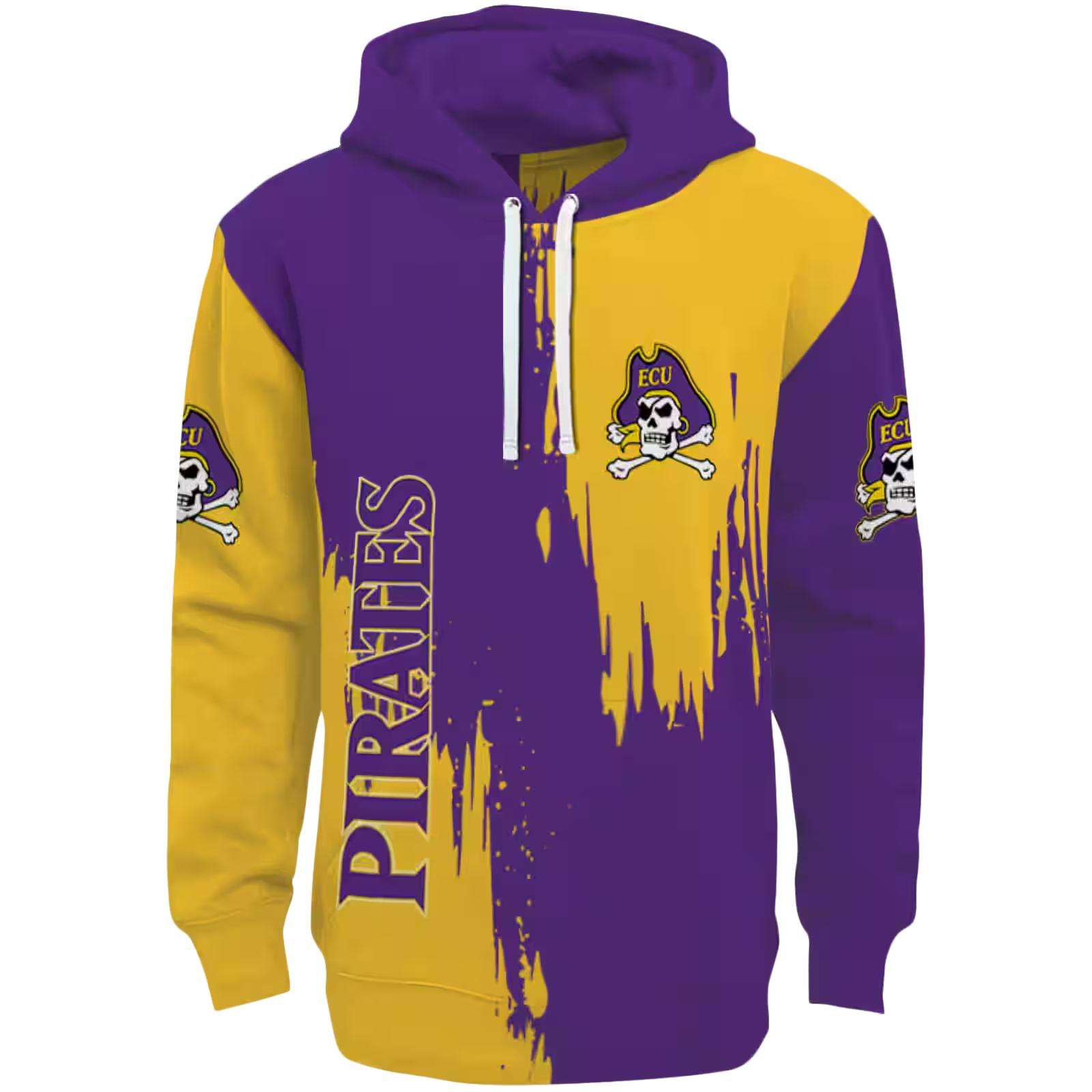 East Carolina Pirates Splatter Effect Purple Hoodie