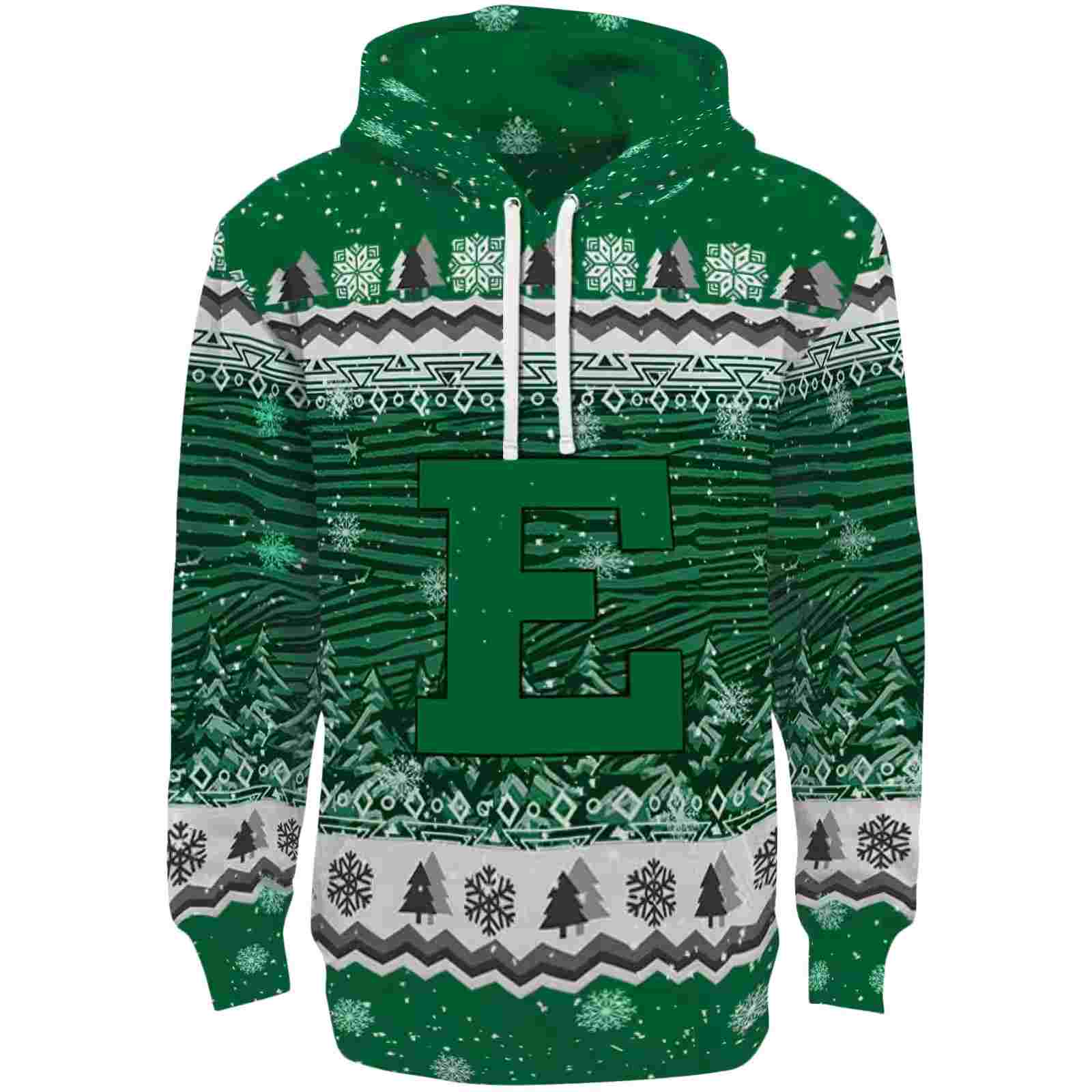 Eastern Michigan Eagles Christmas Trees Green Hoodie