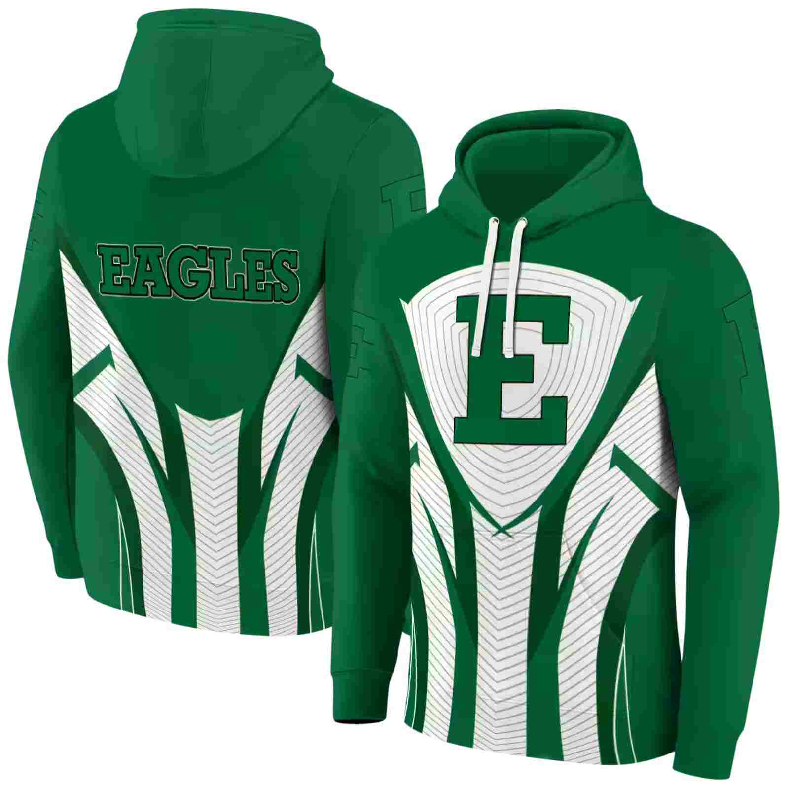 eastern michigan eagles concentric lines green black hoodie fashion forward