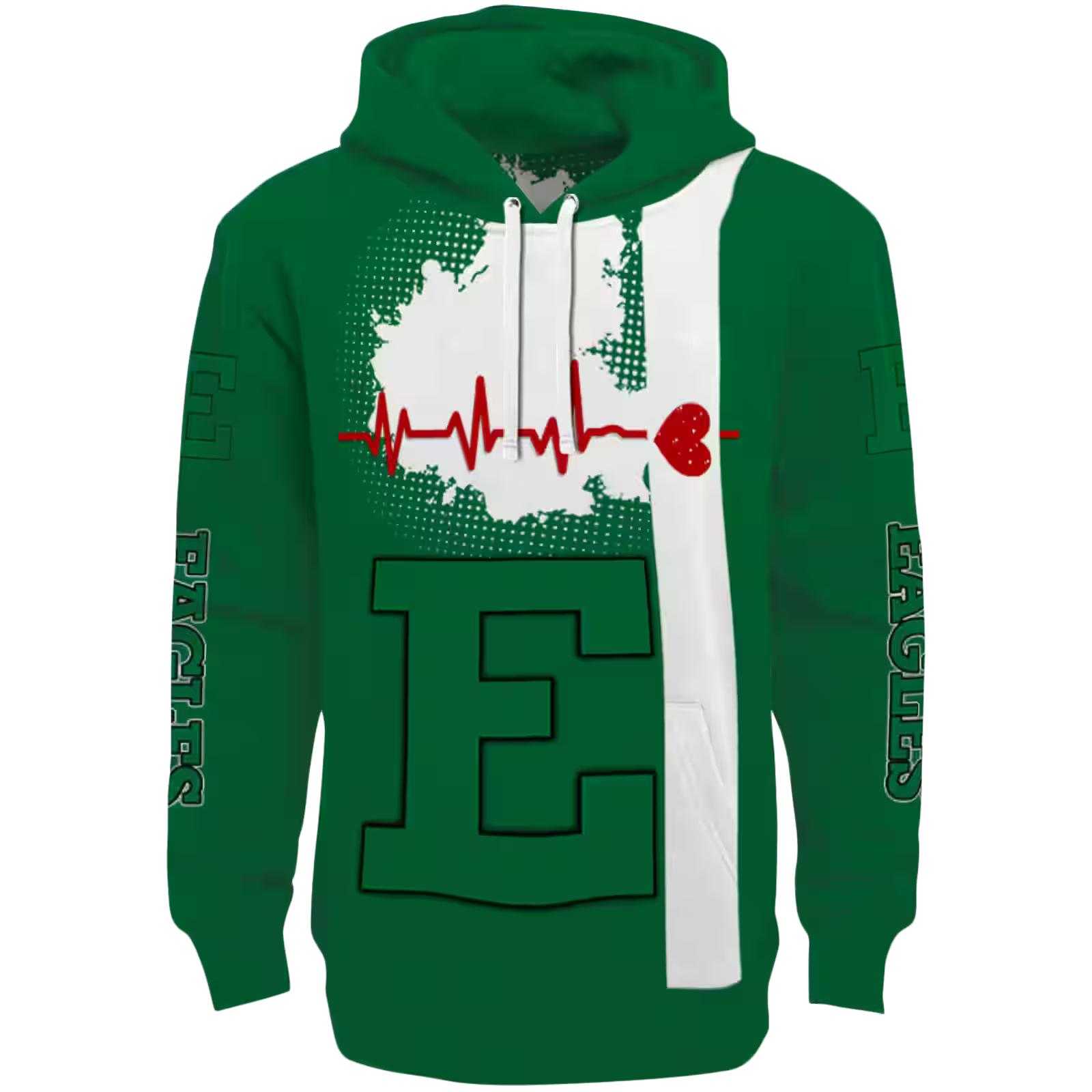 Eastern Michigan Eagles Football Heartbeat Green Hoodie