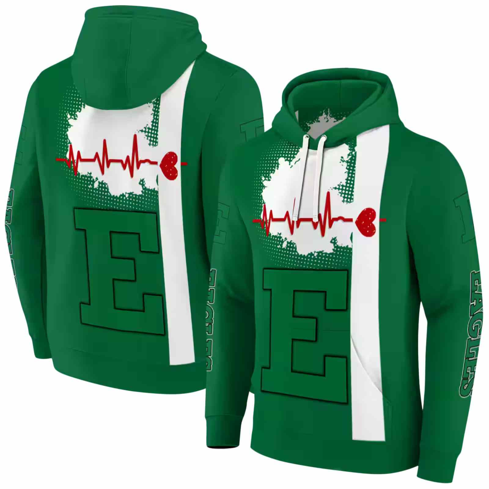 eastern michigan eagles football heartbeat green hoodie fashion forward
