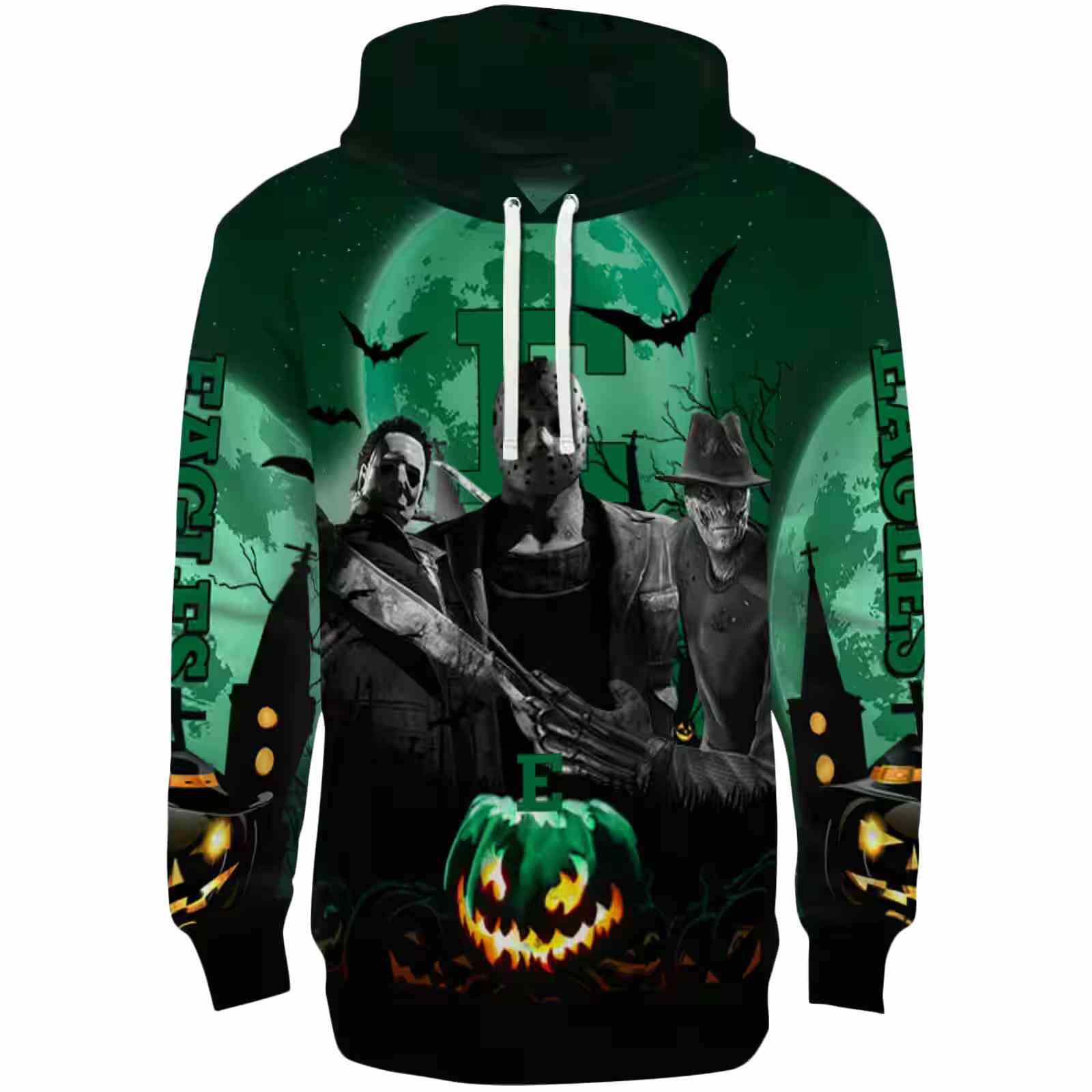Eastern Michigan Eagles Halloween Vibes Green Black Hoodie