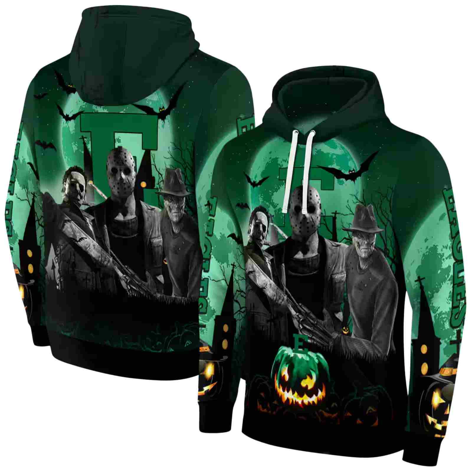eastern michigan eagles halloween vibes green black hoodie fashion forward