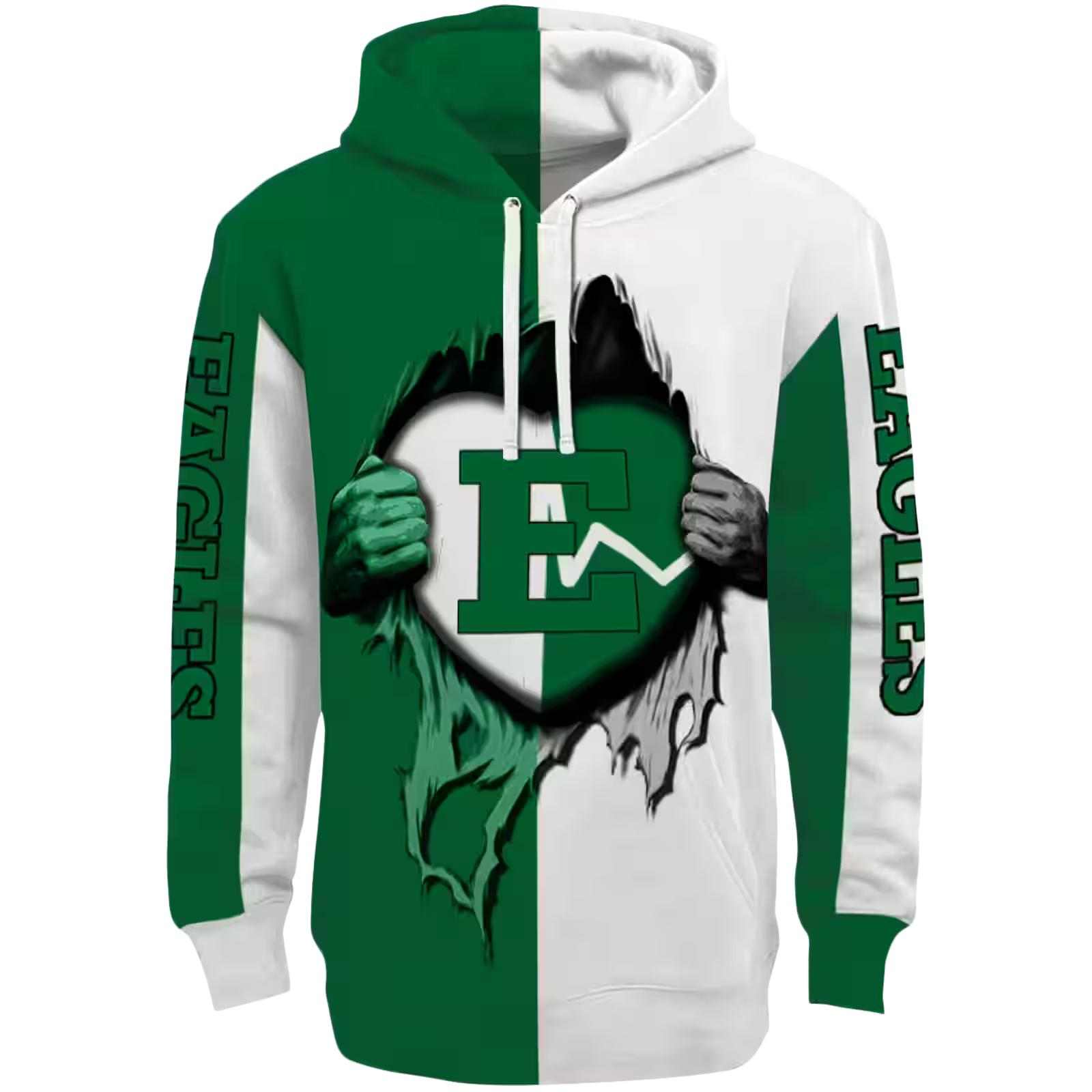 Eastern Michigan Eagles Heartbeat Graphic Green Hoodie