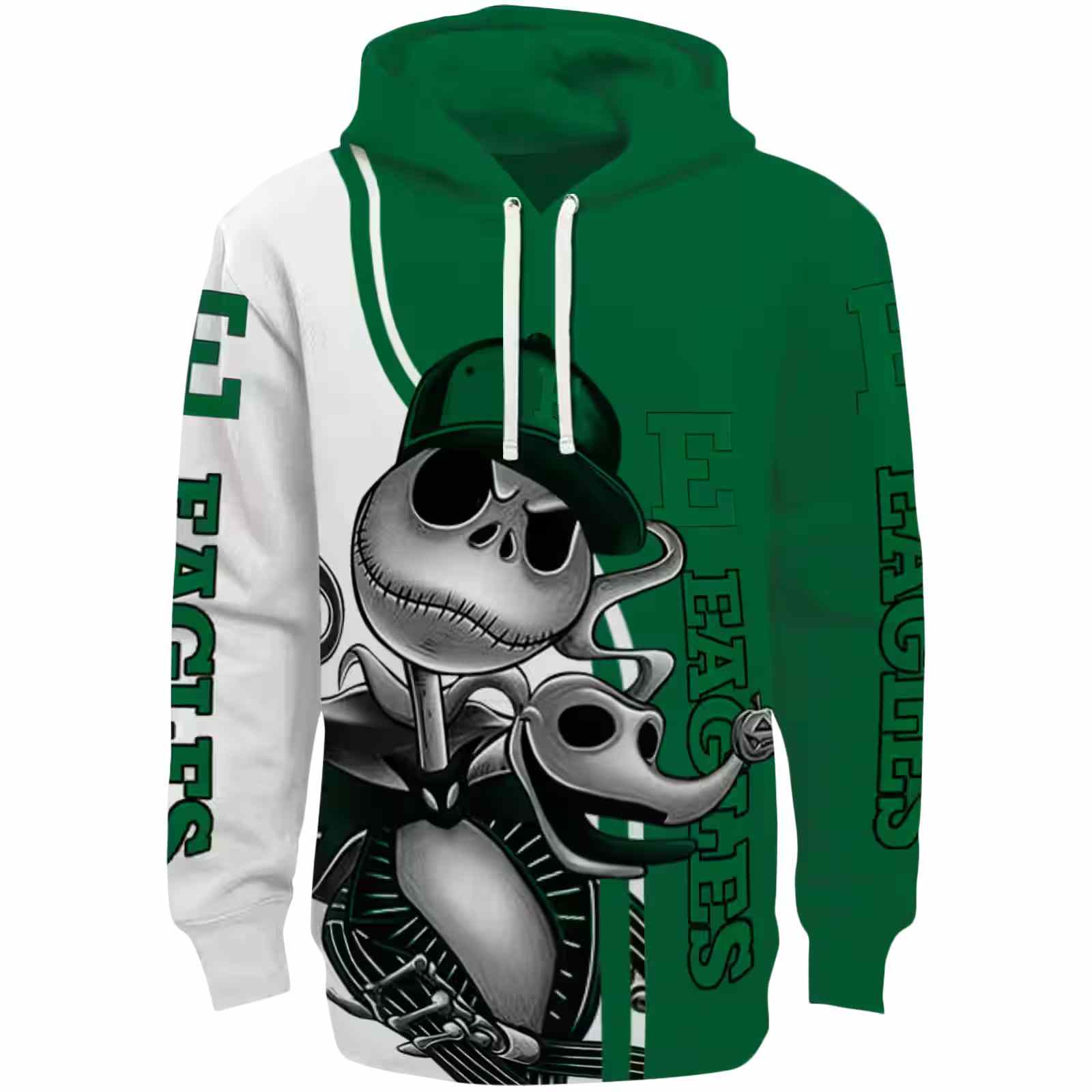 Eastern Michigan Eagles Jack Skellington Green Hoodie