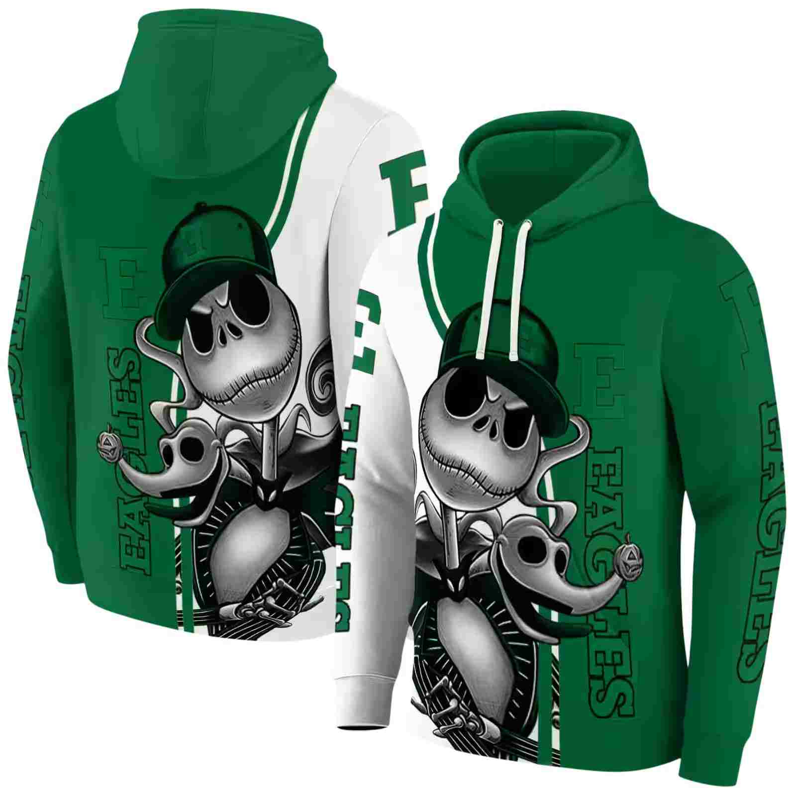 eastern michigan eagles jack skellington green hoodie fashion forward