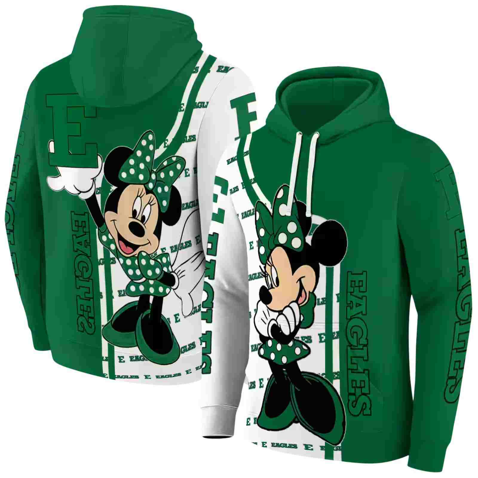 eastern michigan eagles minnie mouse green hoodie fashion forward