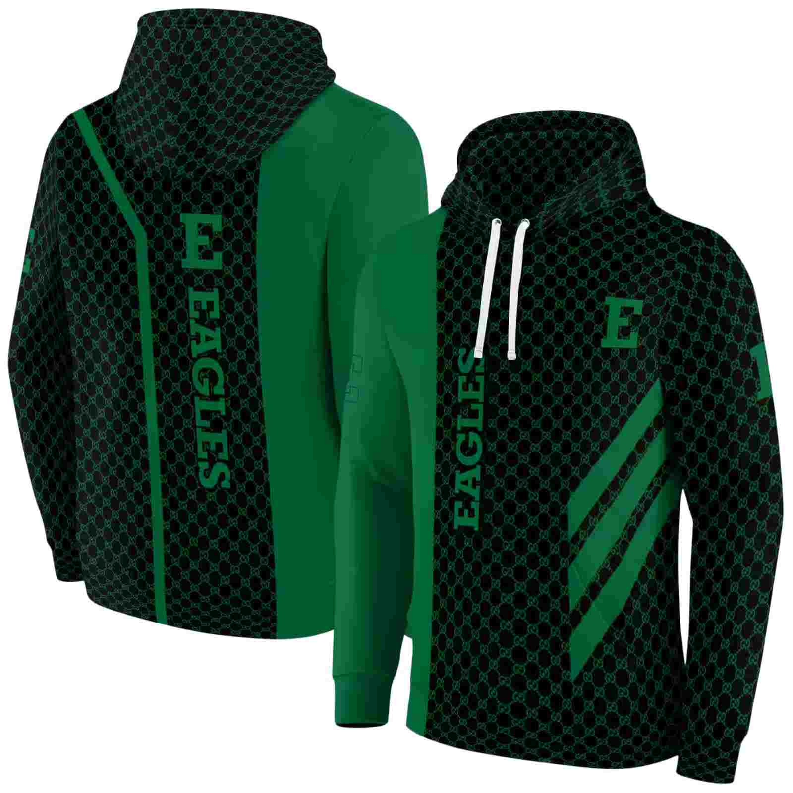 eastern michigan eagles monogram pattern green hoodie fashion forward
