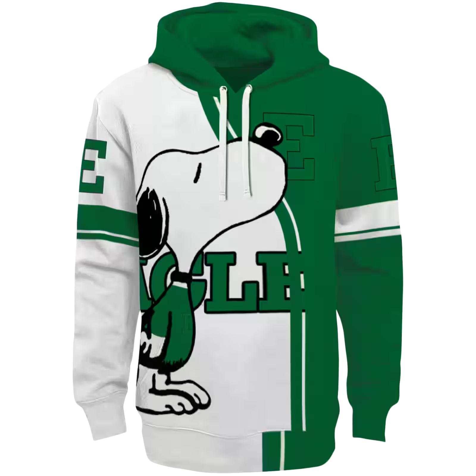 Eastern Michigan Eagles Playful Snoopy Green Hoodie