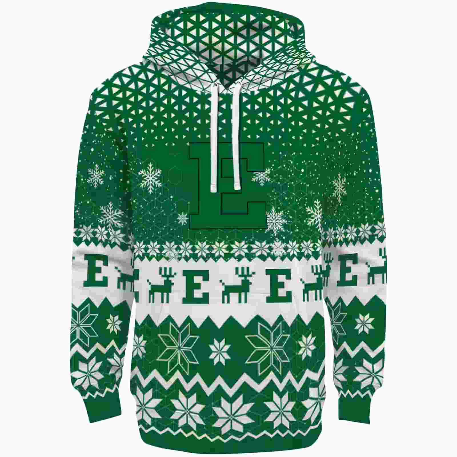 Eastern Michigan Eagles Reindeer Motif Green Hoodie