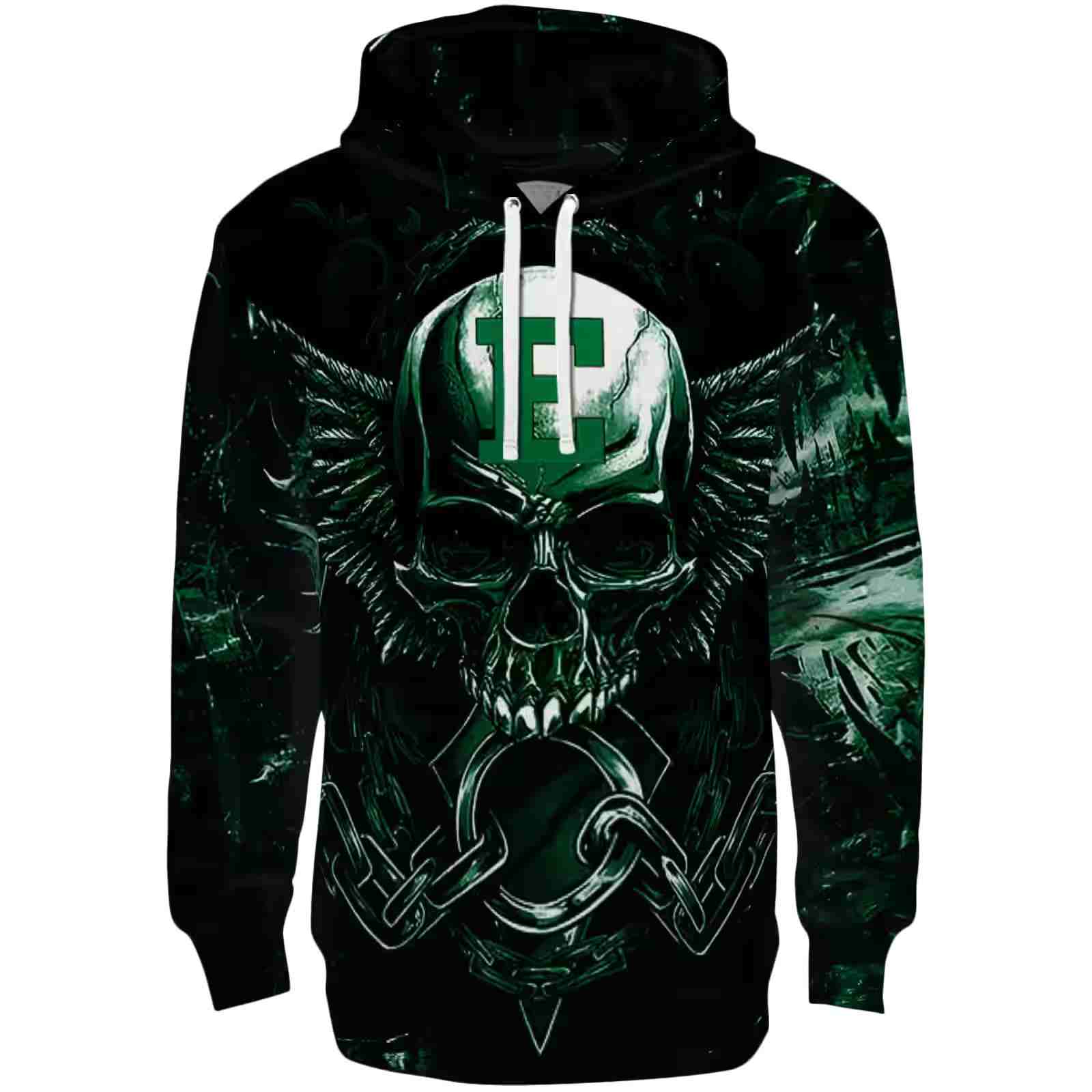 Eastern Michigan Eagles Skull Artwork Green Black Hoodie
