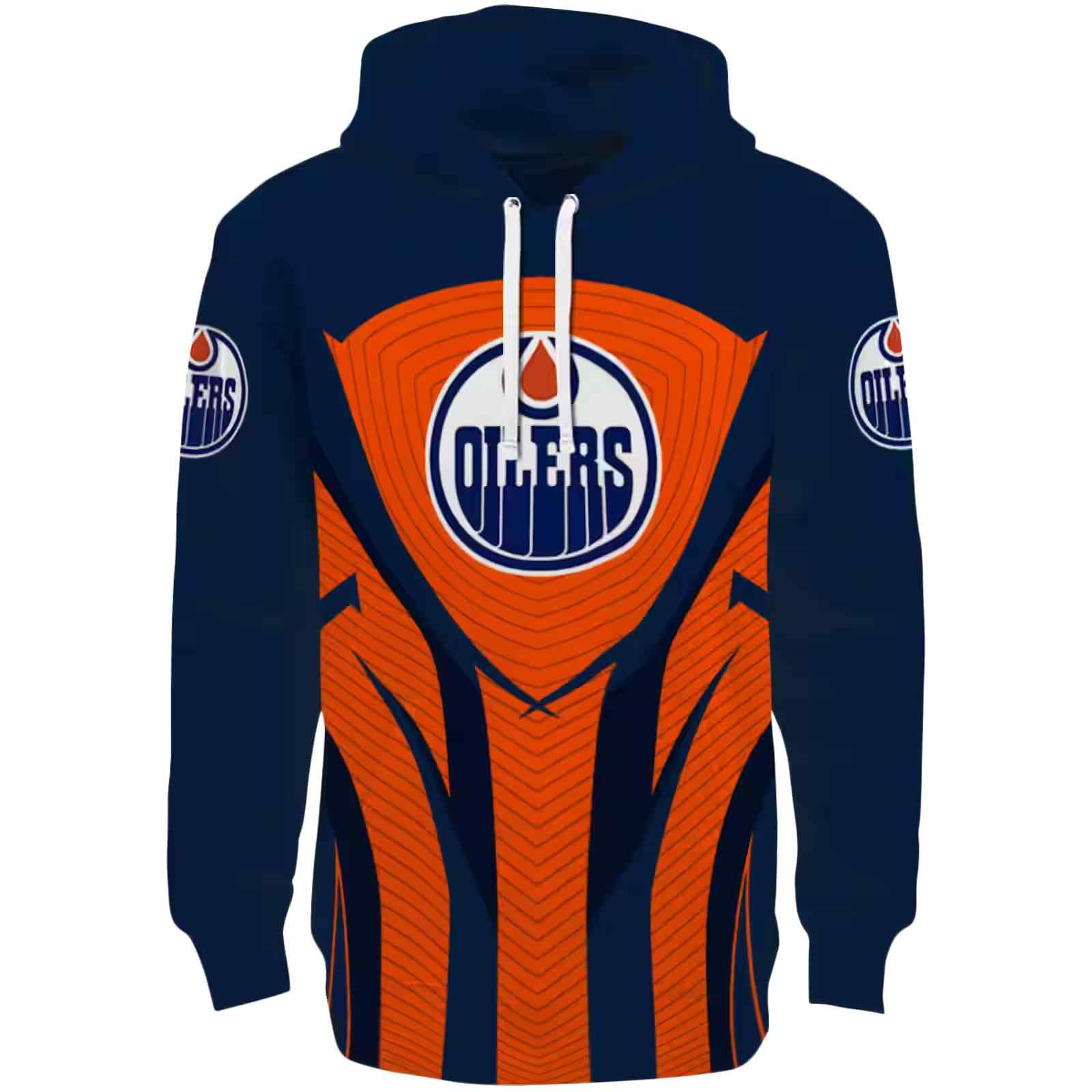 Edmonton Oilers Concentric Lines Blue Black Hoodie