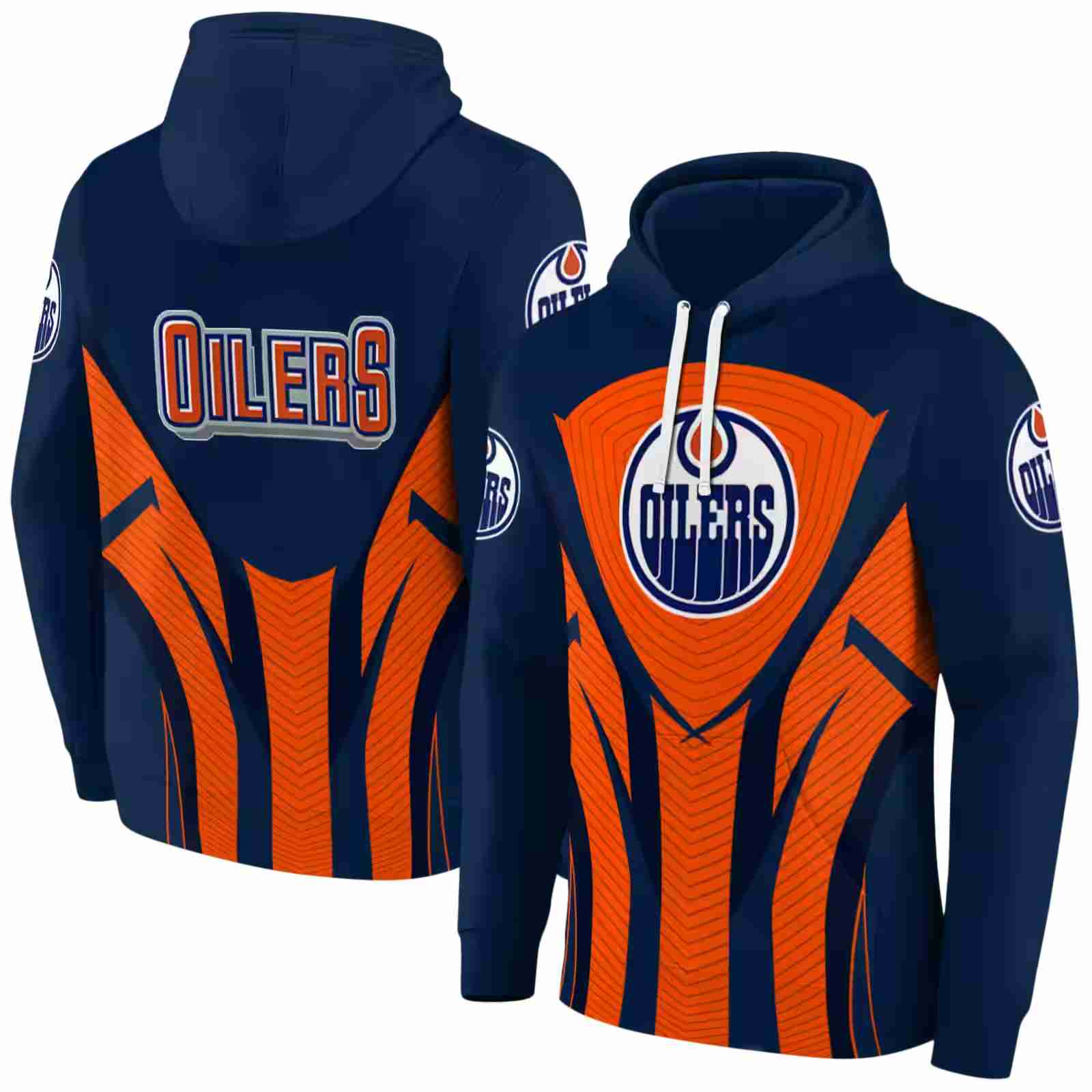 edmonton oilers concentric lines blue black hoodie fashion forward