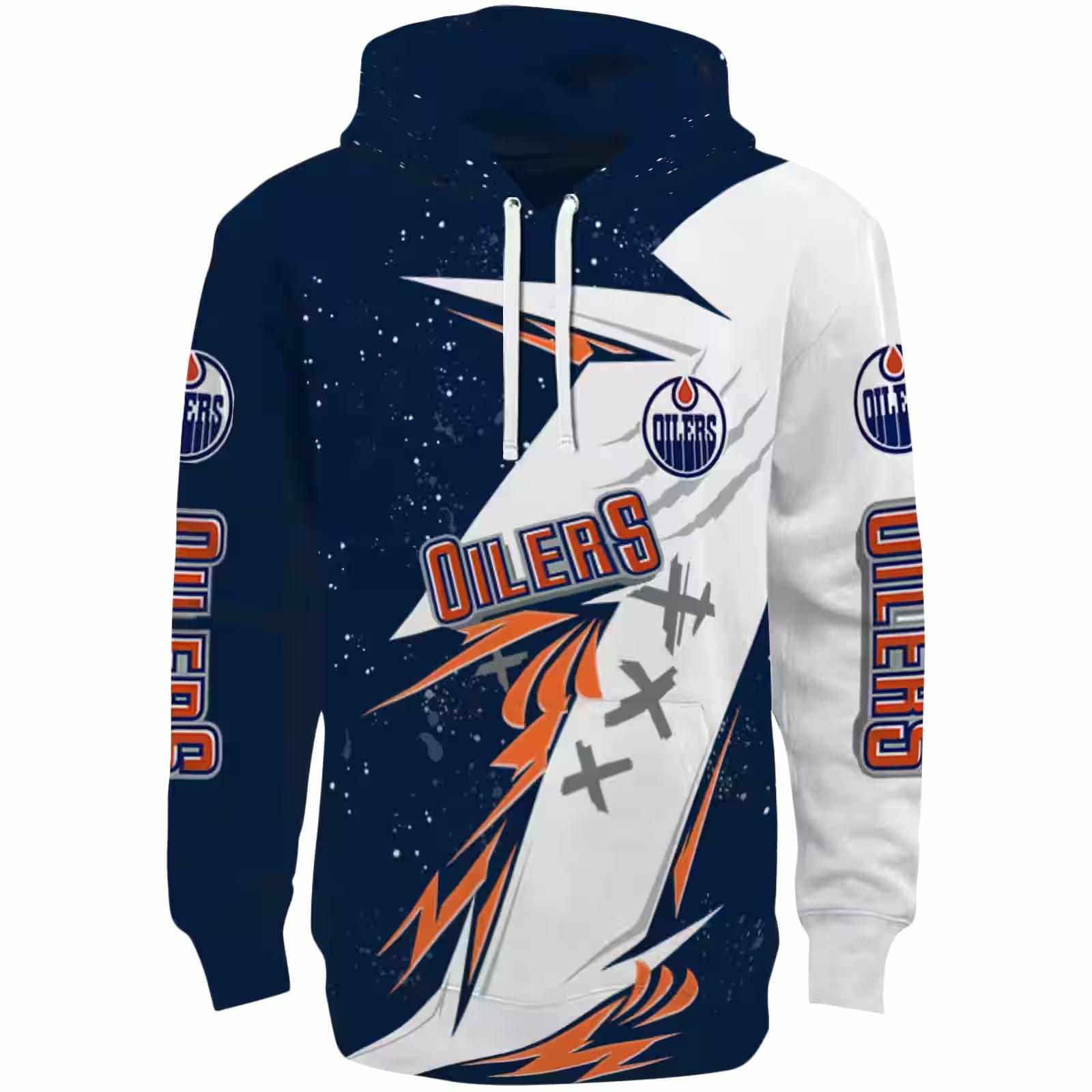 Edmonton Oilers Dynamic Slash Blue White Hoodie