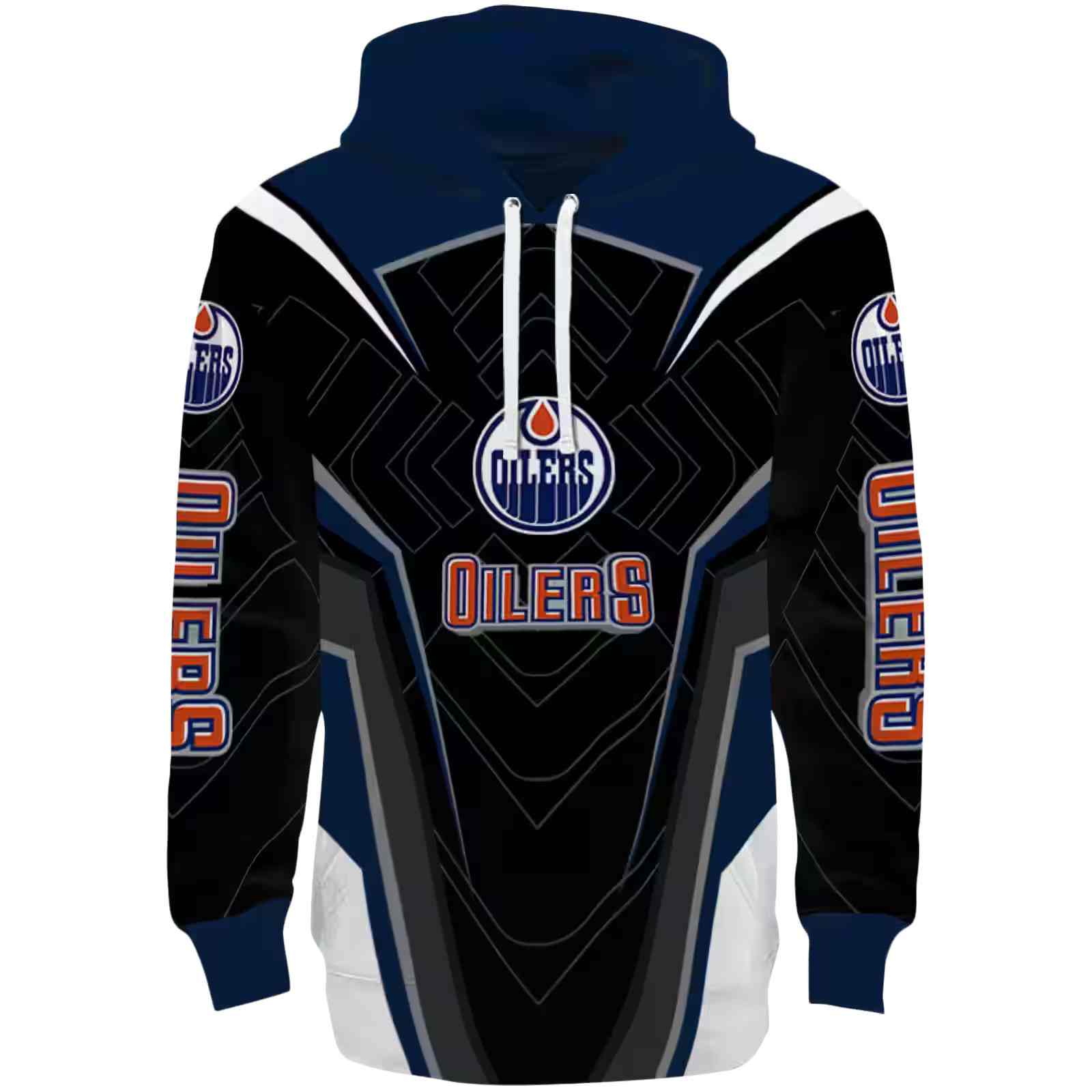 Edmonton Oilers Futuristic Pattern Blue Black Hoodie