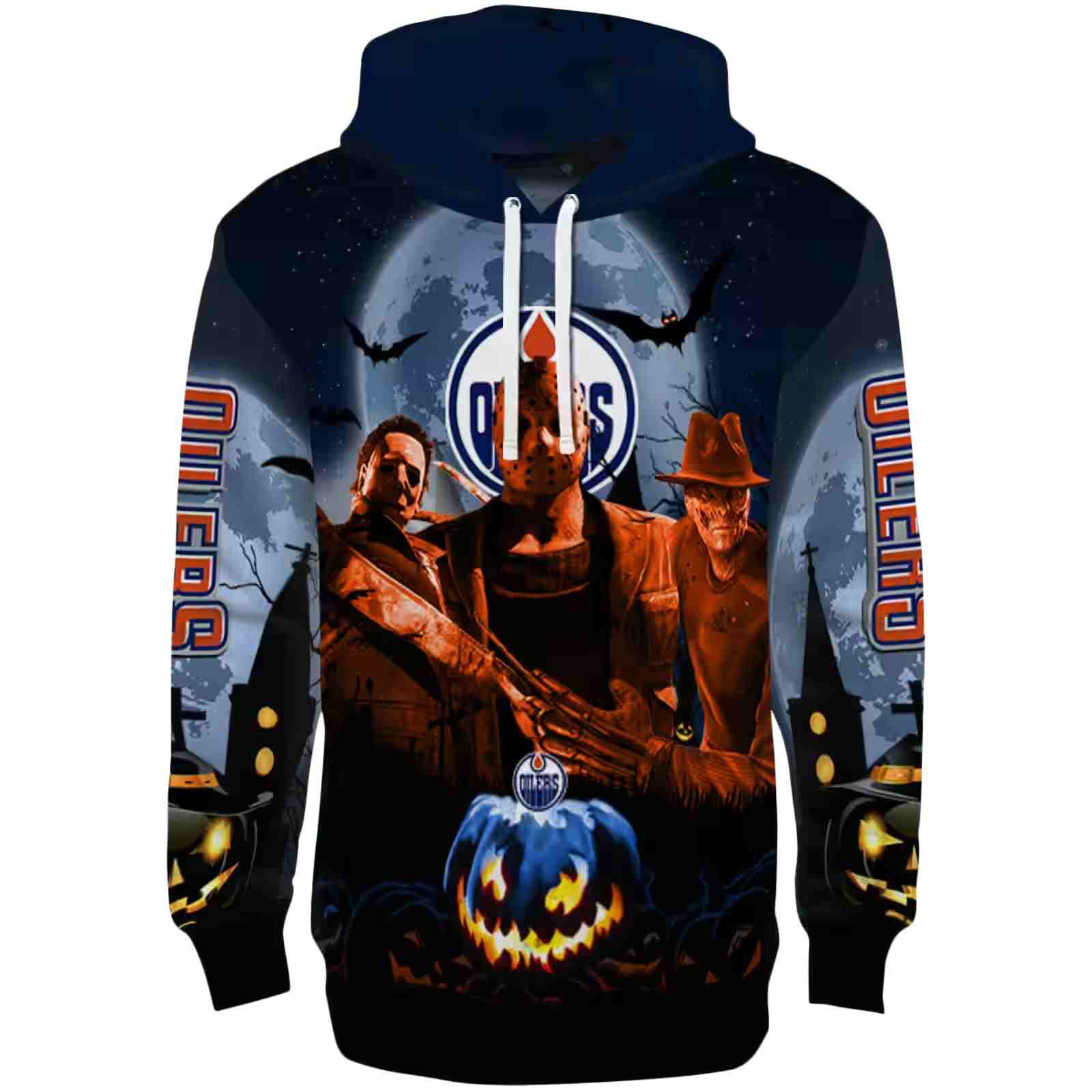 Edmonton Oilers Halloween Vibes Blue Black Hoodie