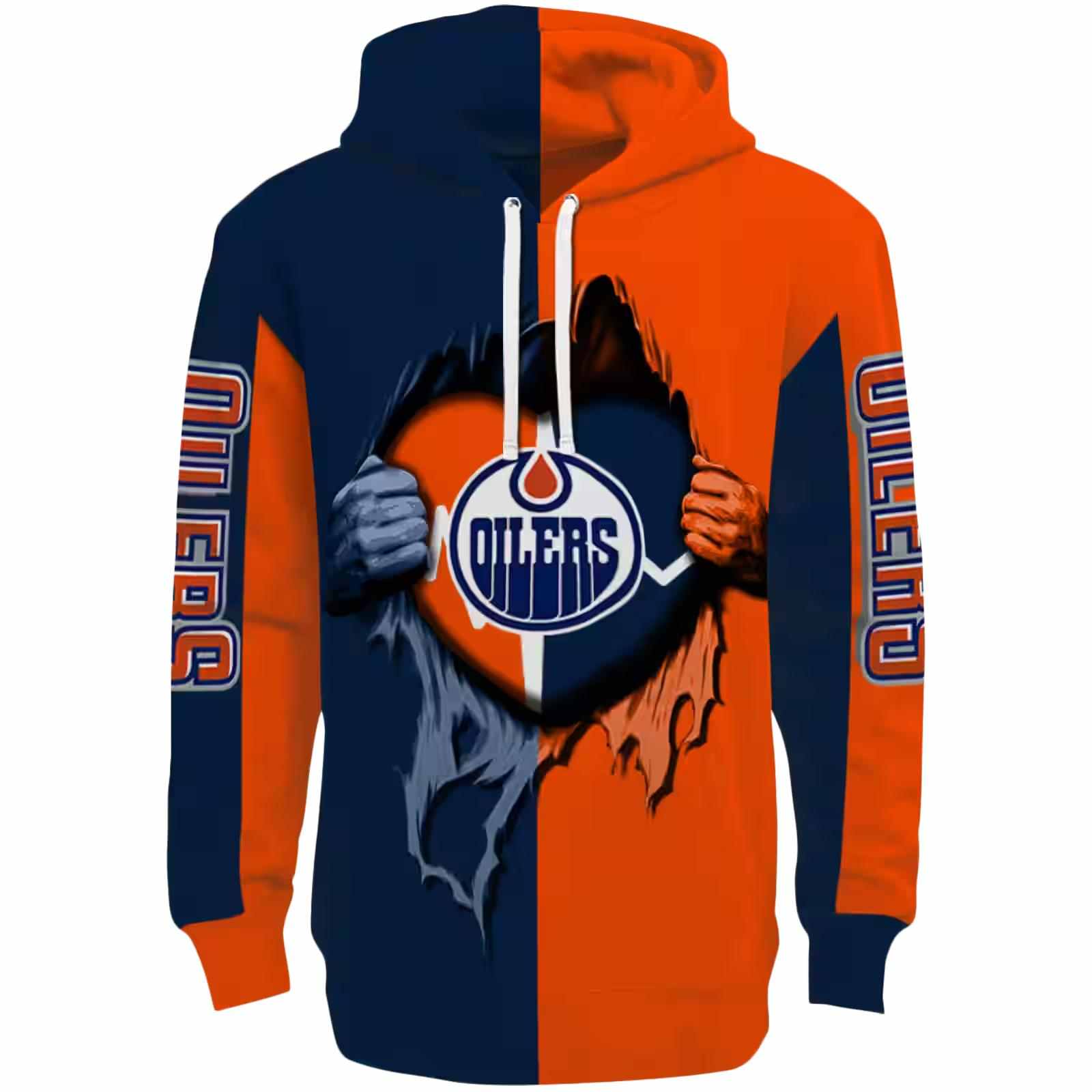 Edmonton Oilers Heartbeat Graphic Blue Hoodie