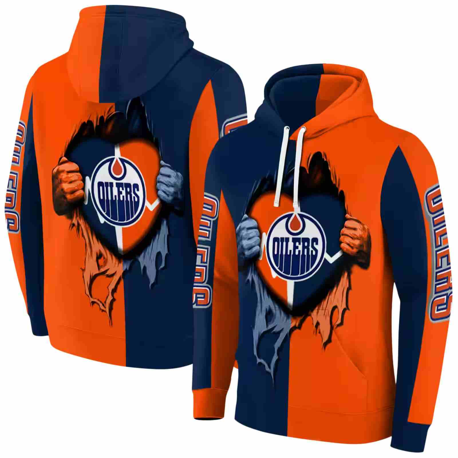 edmonton oilers heartbeat graphic blue hoodie fashion forward