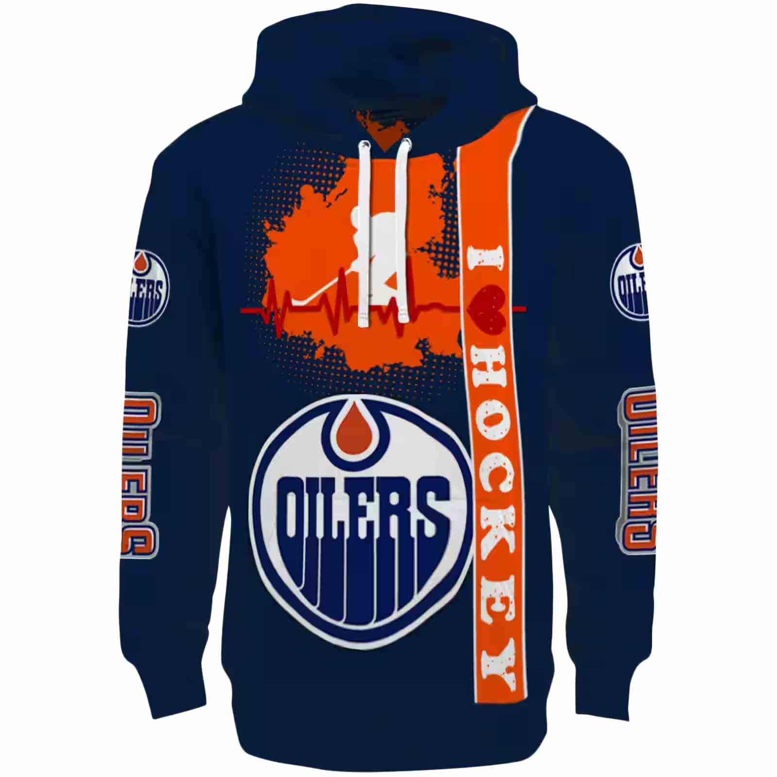 Edmonton Oilers Hockey Heartbeat Blue Hoodie