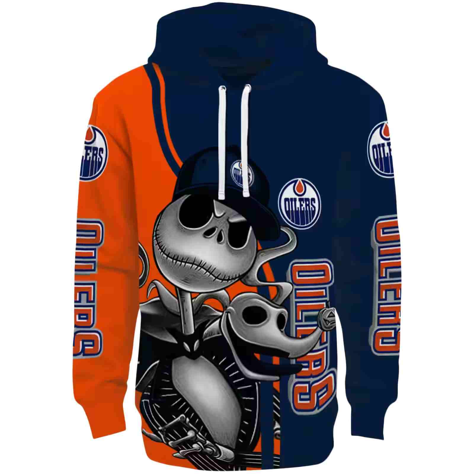 Edmonton Oilers Jack Skellington Blue Hoodie