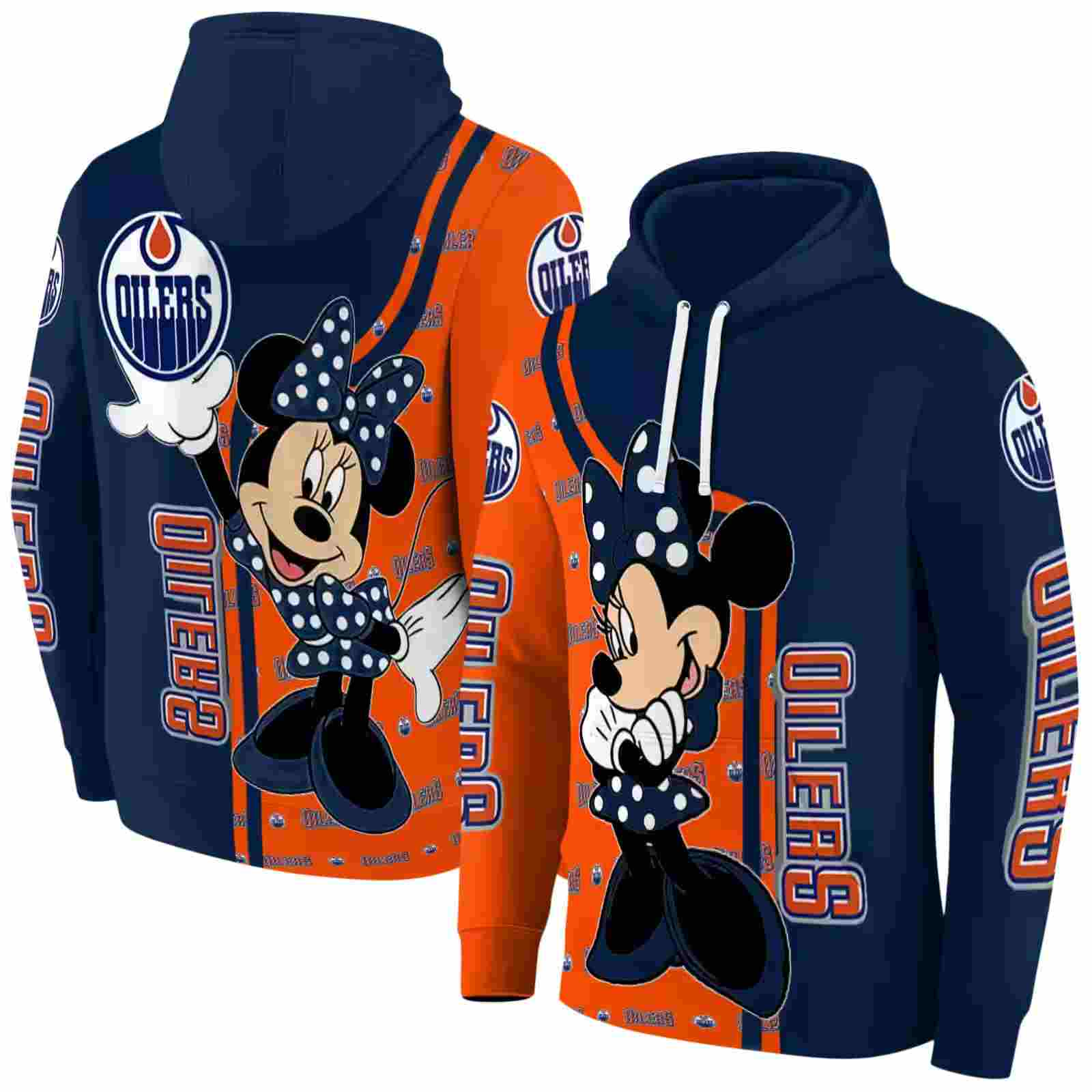 edmonton oilers minnie mouse blue hoodie fashion forward