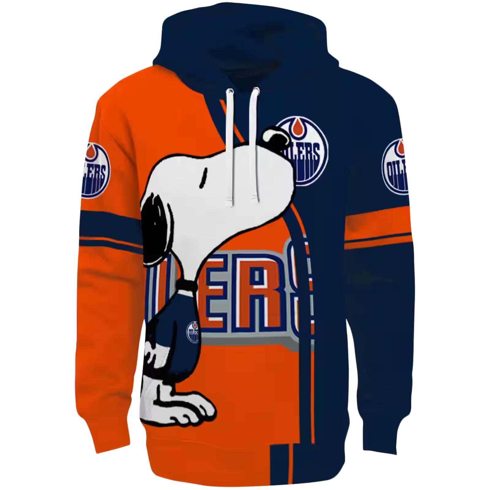 Edmonton Oilers Playful Snoopy Blue Hoodie