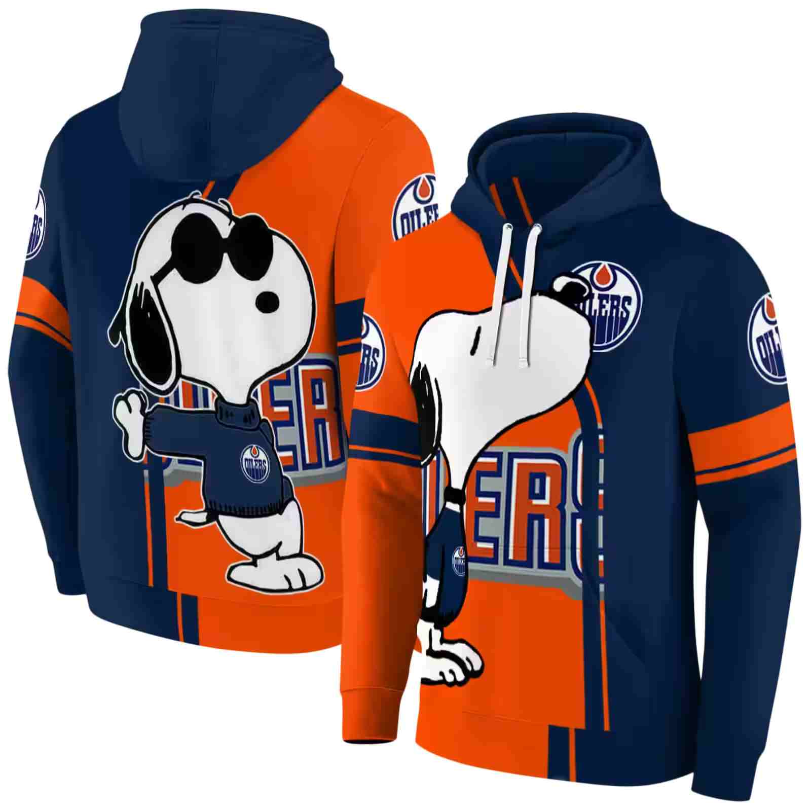 edmonton oilers playful snoopy blue hoodie fashion forward