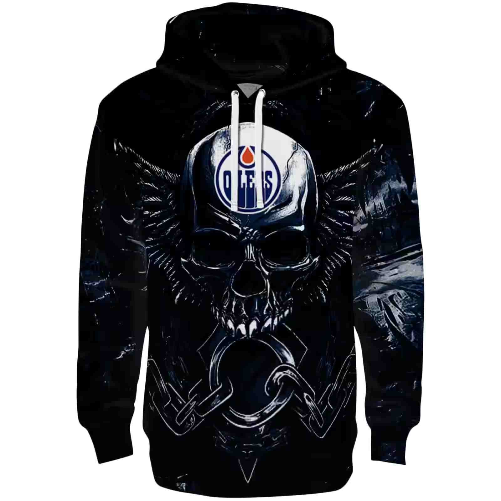 Edmonton Oilers Skull Artwork Blue Black Hoodie