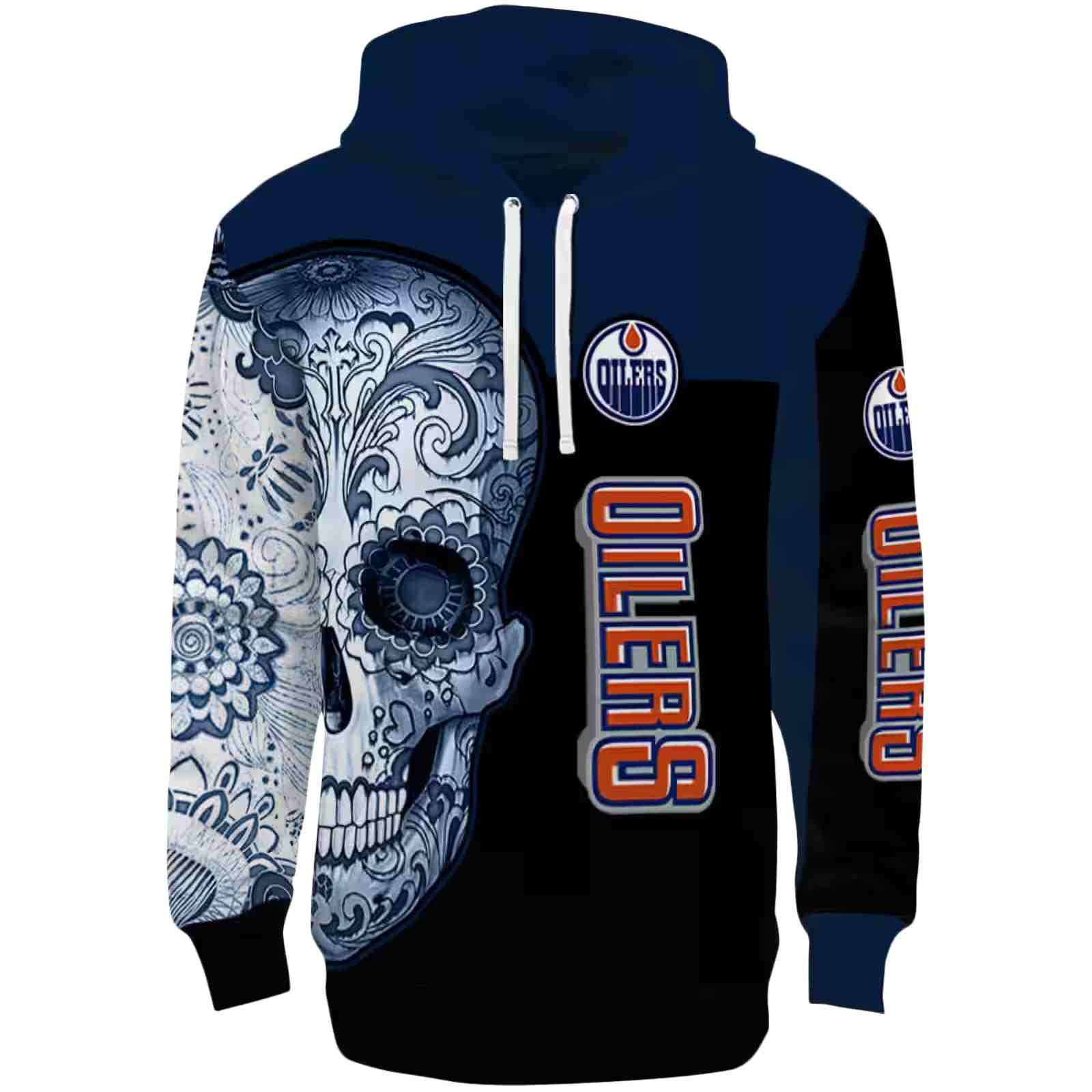 Edmonton Oilers Sugar Skull Blue Black Hoodie