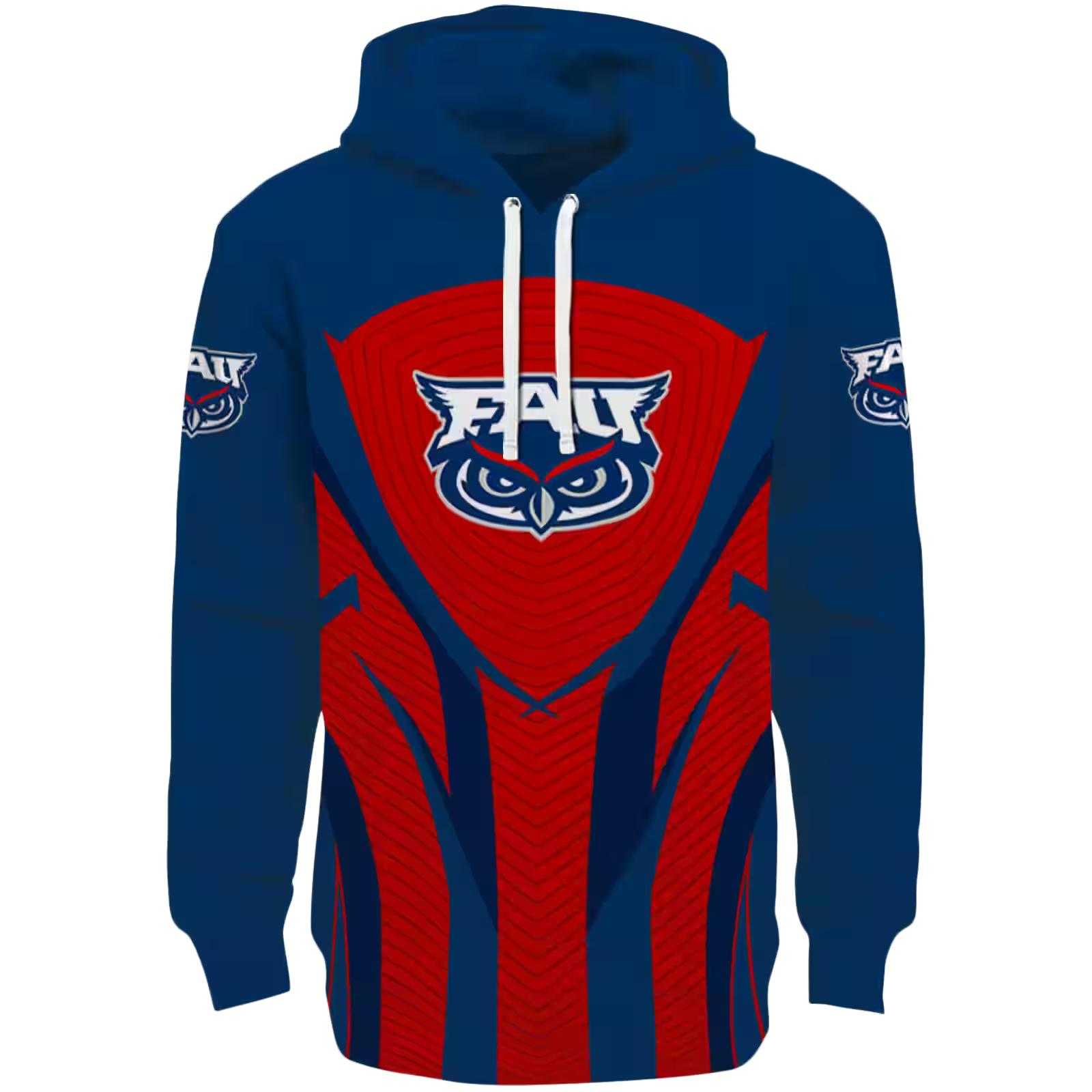 Florida Atlantic Owls Concentric Lines Blue Black Hoodie