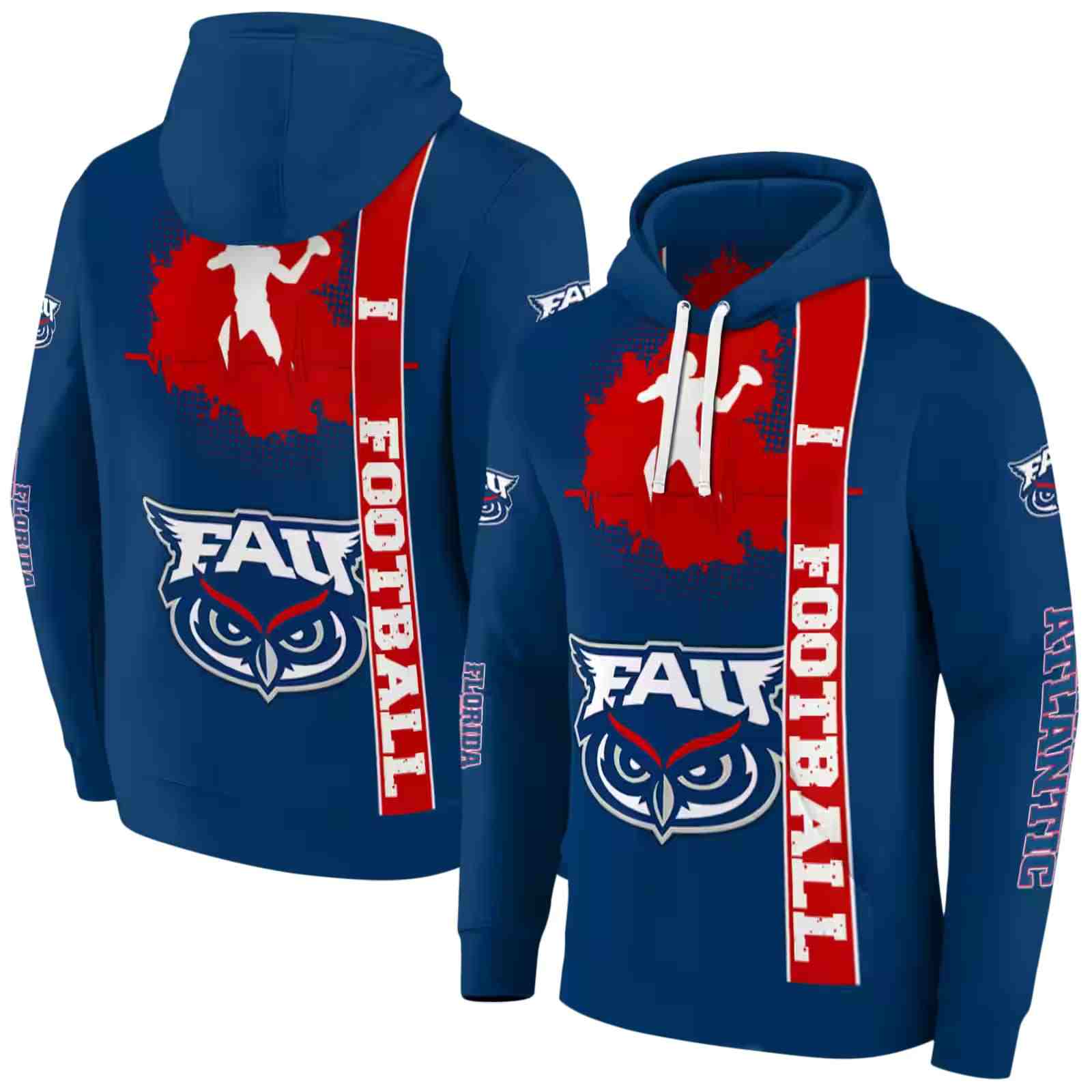 florida atlantic owls football heartbeat blue hoodie fashion forward