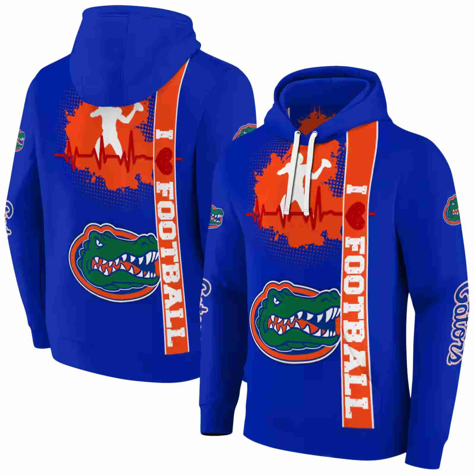 florida gators football heartbeat blue hoodie fashion forward