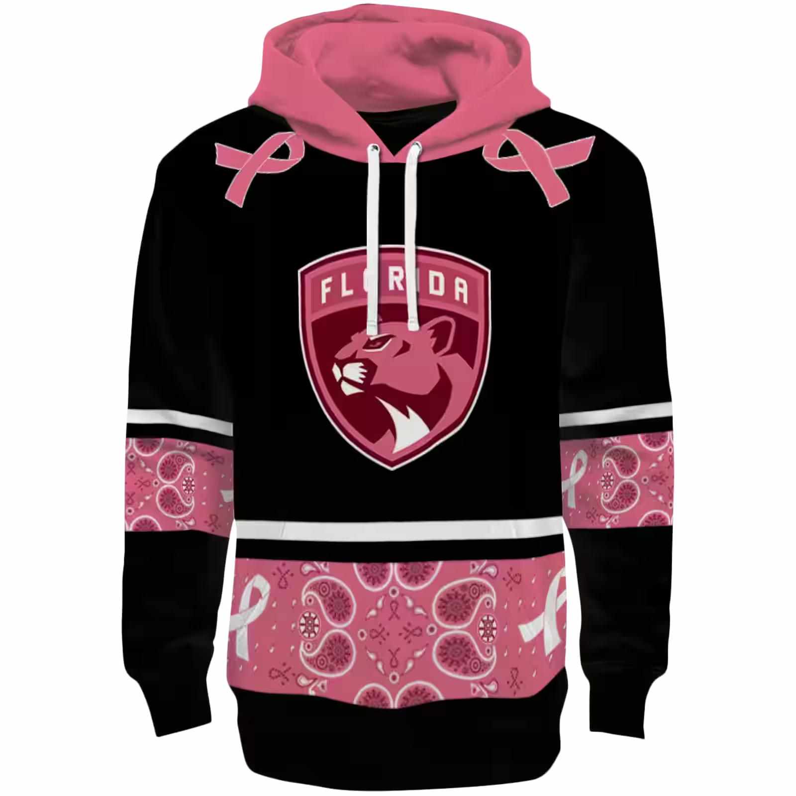 Florida Panthers Awareness Ribbon Black Pink Hoodie