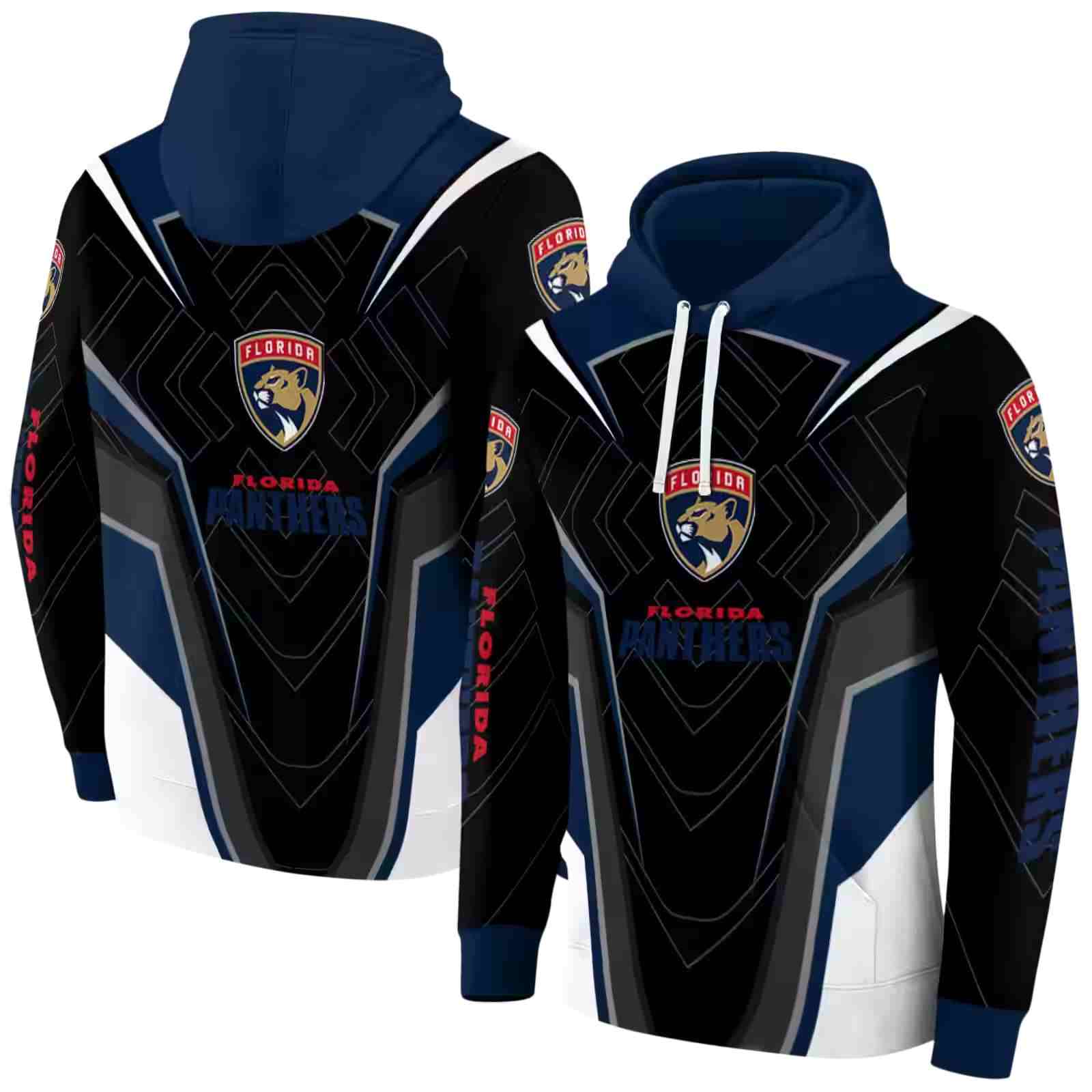 florida panthers futuristic pattern red black hoodie fashion forward